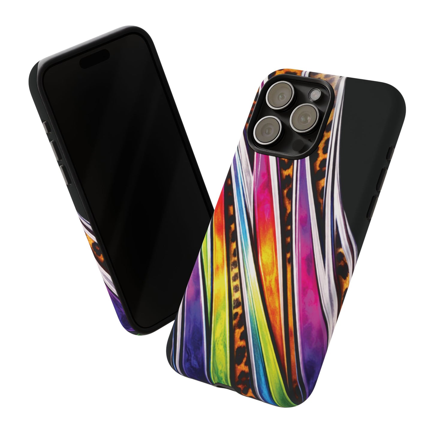 Colorful Stripes & Leopard Print Phone Case