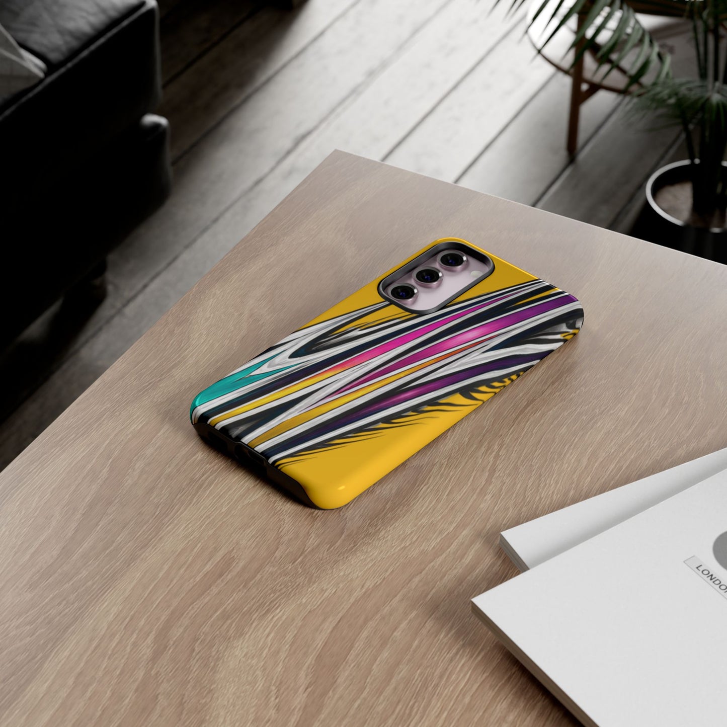 Yellow Abstract Stripes Phone Case | Tough Protective Phone Case