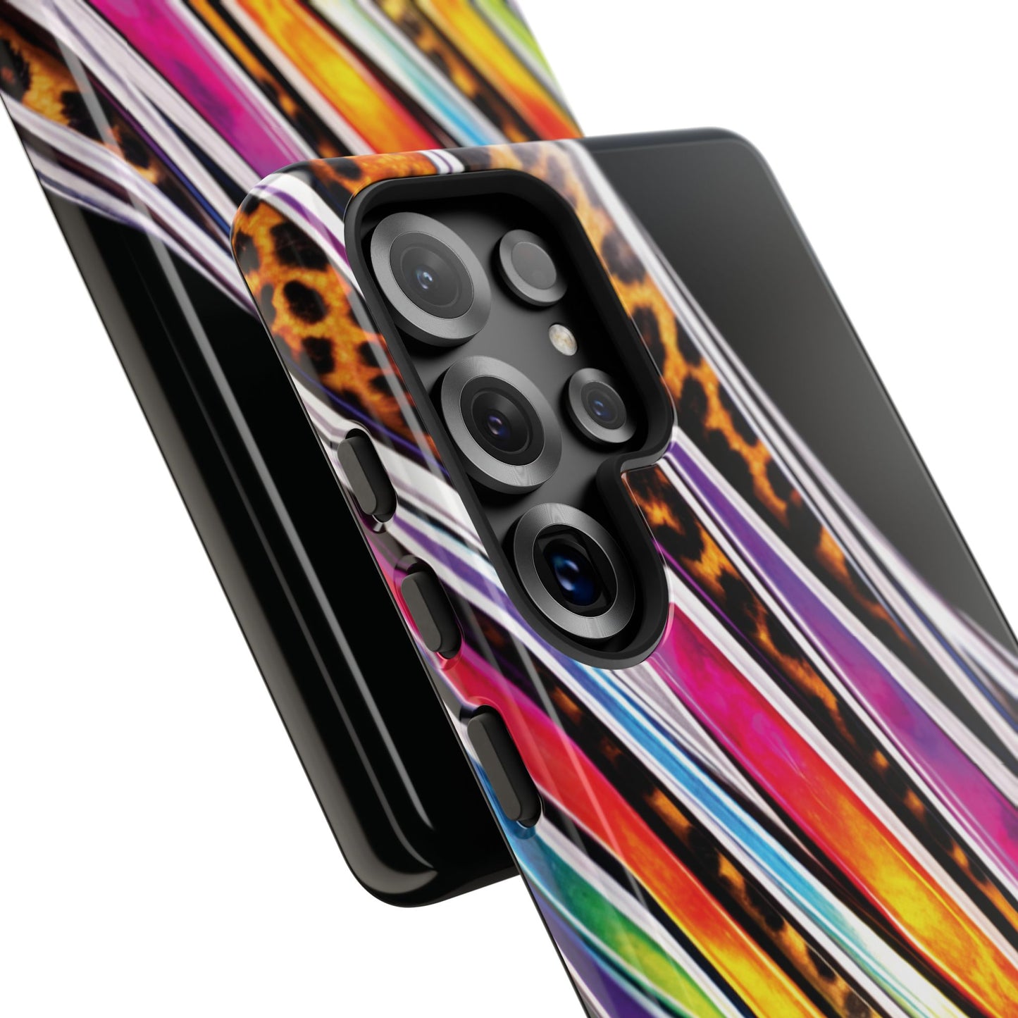 Colorful Stripes & Leopard Print Phone Case