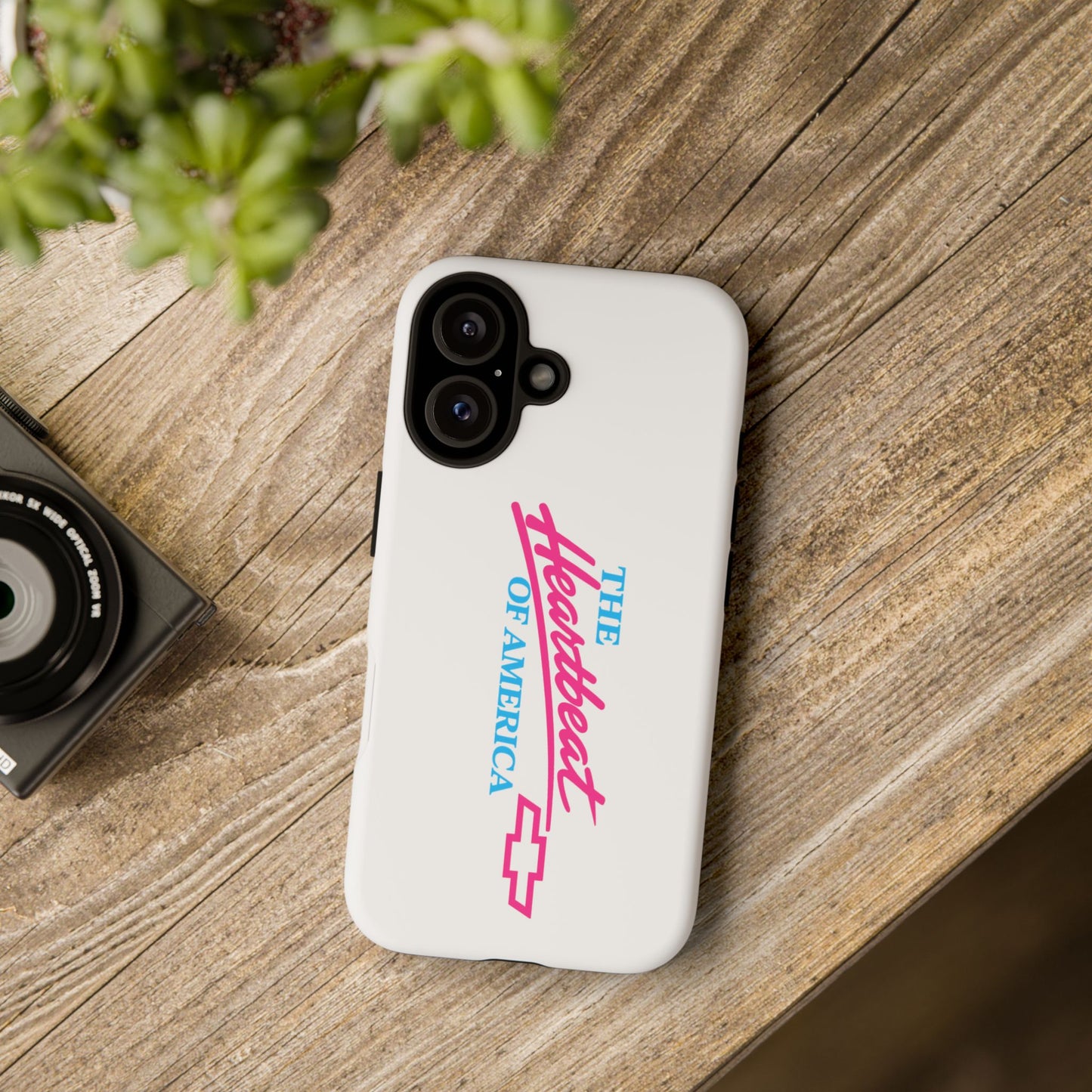 White  “The Heartbeat of America” Retro Chevy Logo, Slim Protective Cover