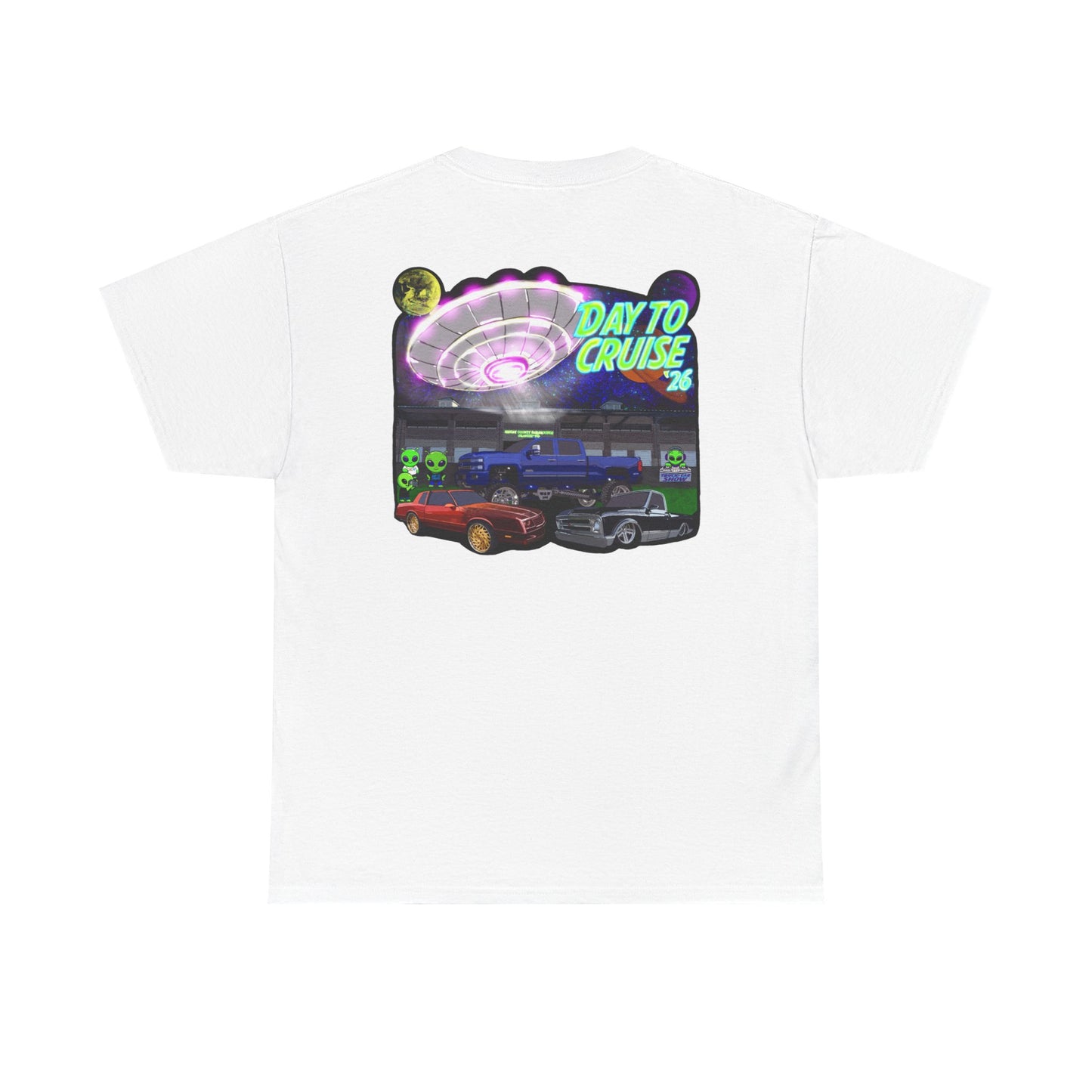 Day To Cruise Car Show Shirt Official Event Tee Retro UFO Cruise Night Automotive Streetwear