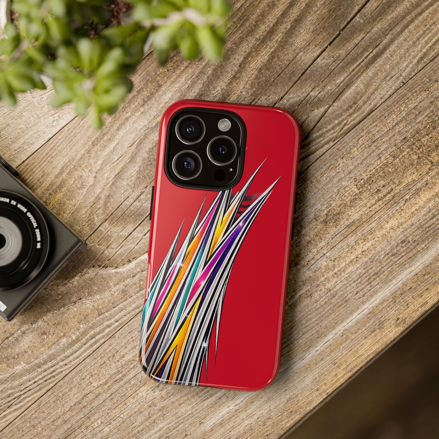 Colorburst Pinstripe Phone Case | Red Abstract Racing Stripe