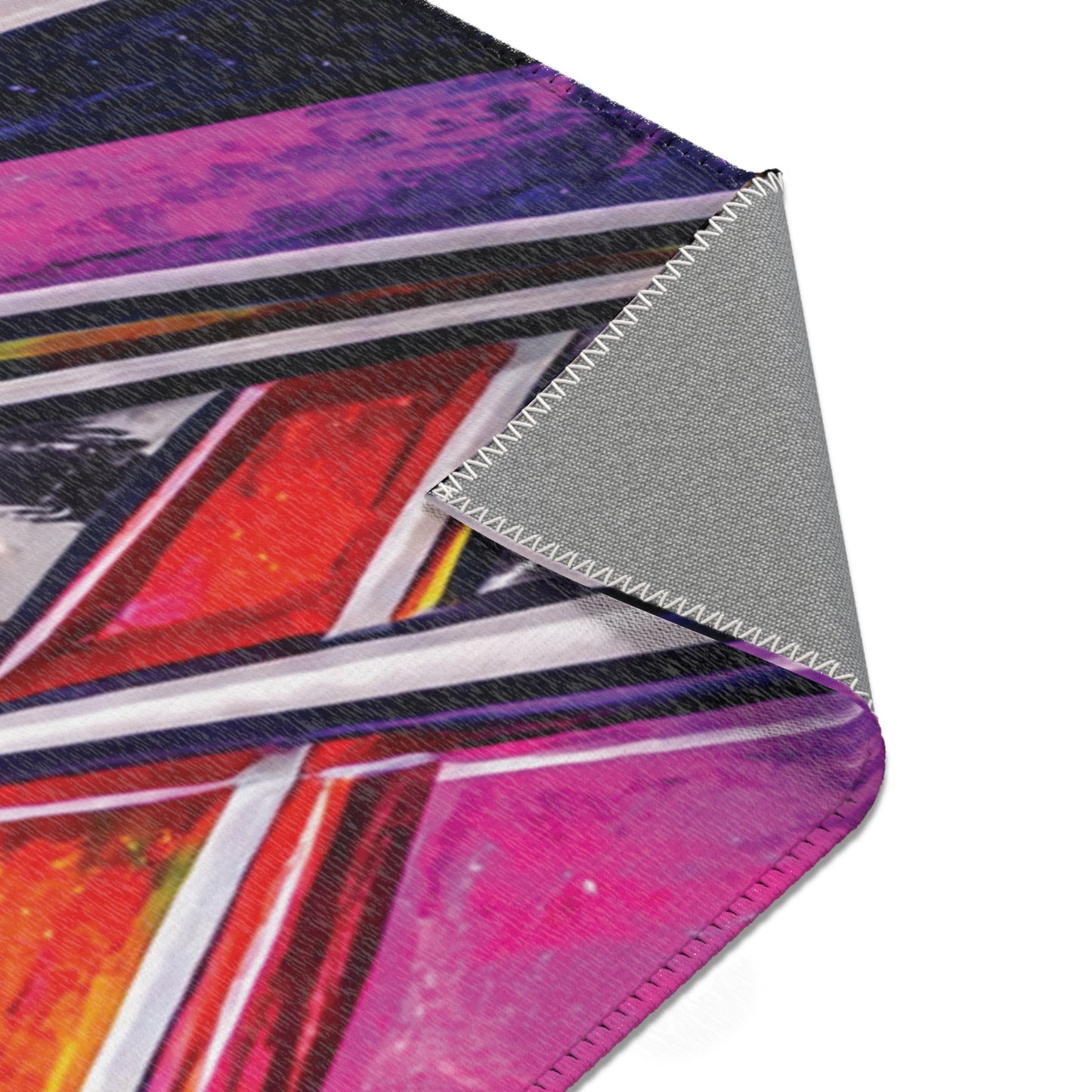 90s Mini Truck Graphic Area Rug — Retro Minitruck Garage & Man Cave Floor Rug