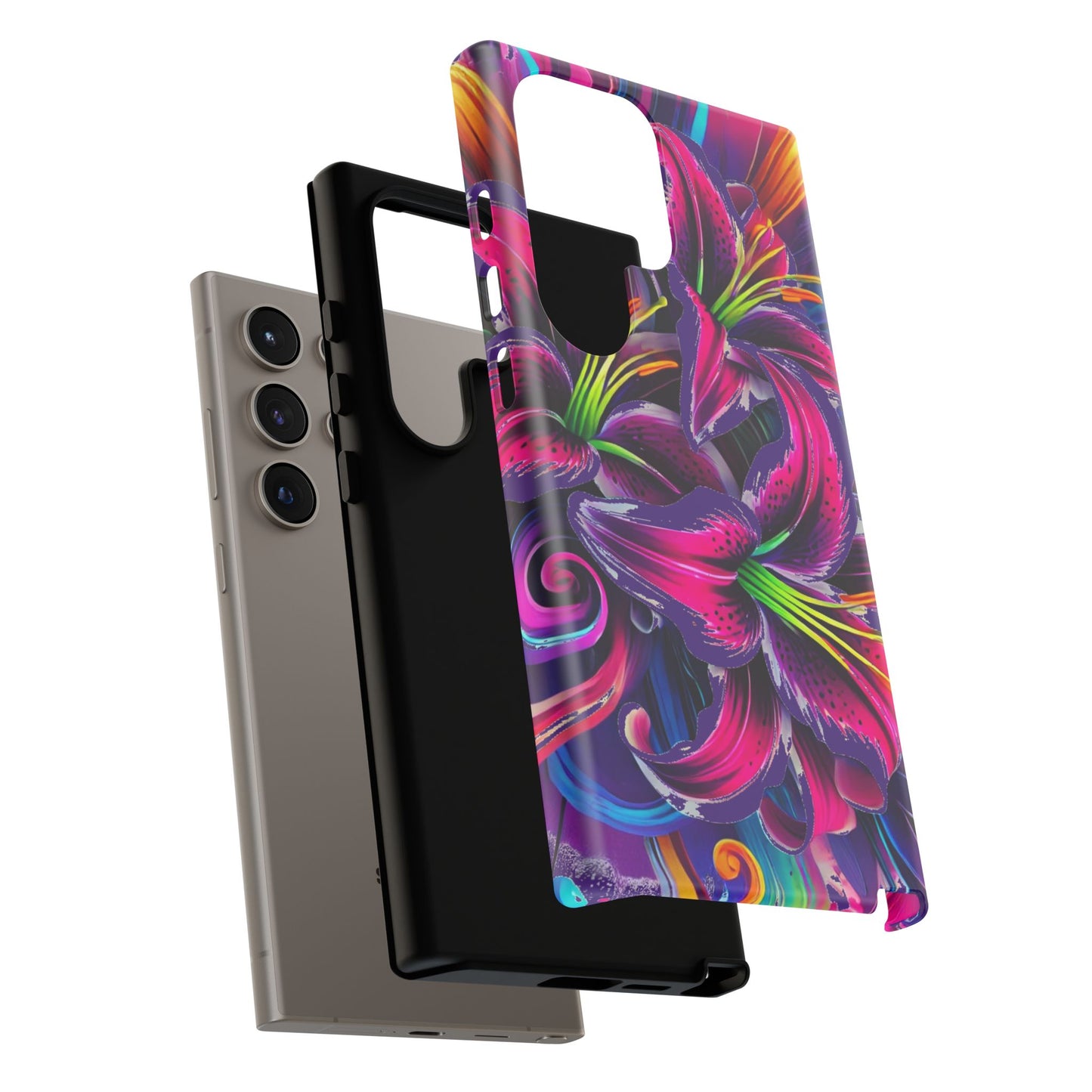 Neon Lily Illustration Tough Case | Floral Phone Cover