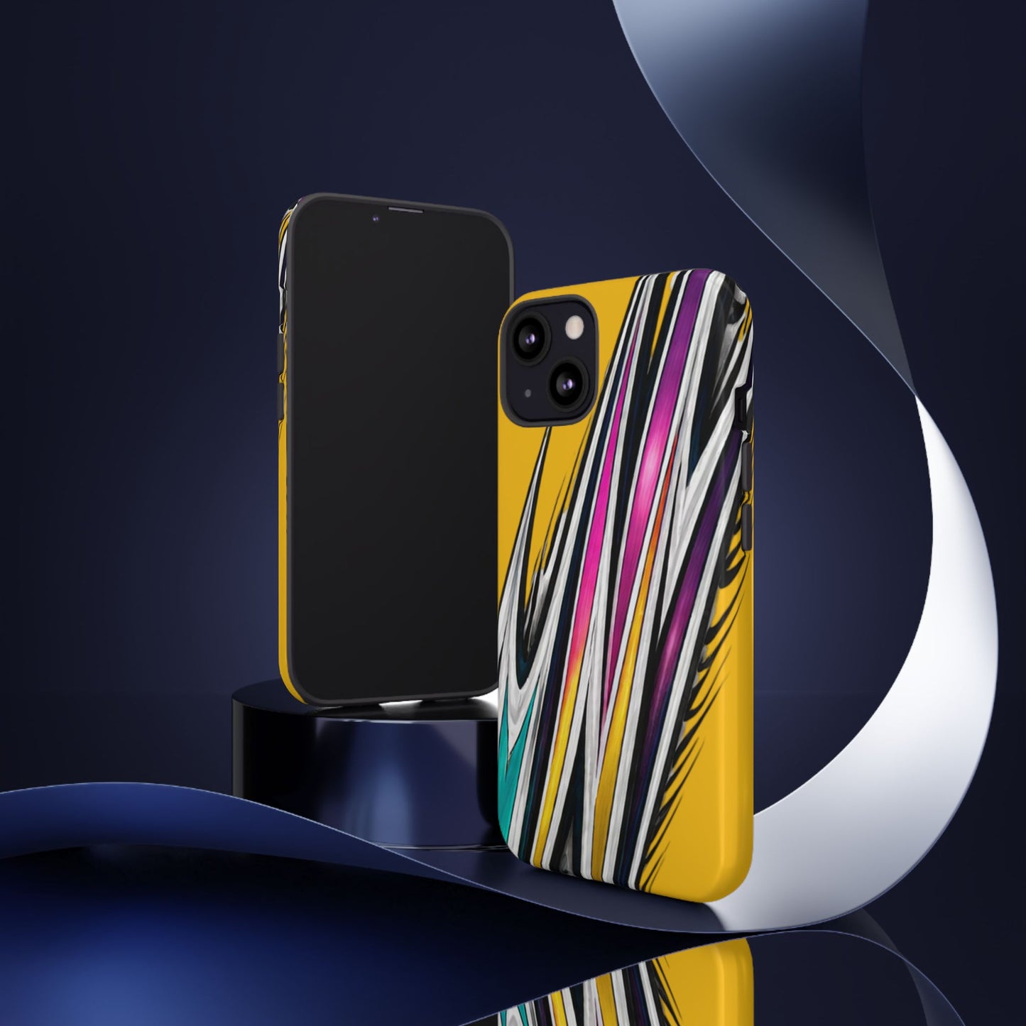 Yellow Abstract Stripes Phone Case | Tough Protective Phone Case