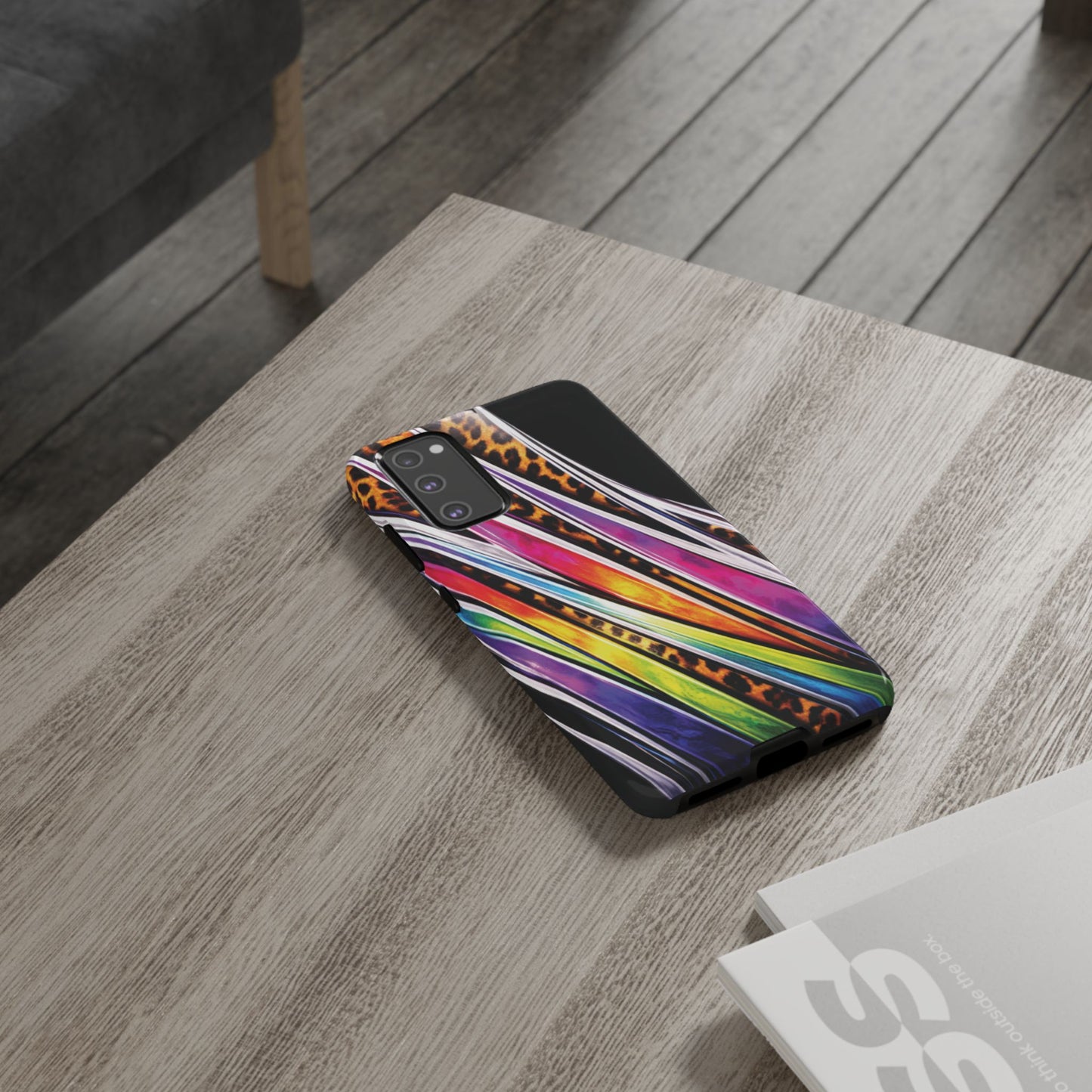 Colorful Stripes & Leopard Print Phone Case