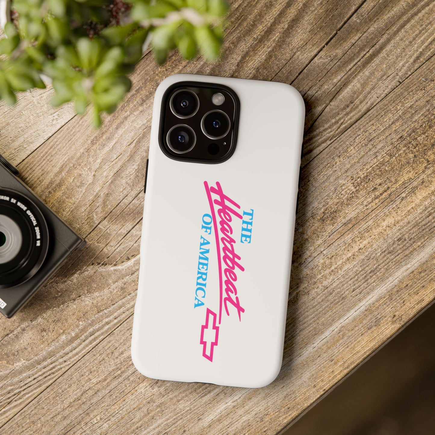 White  “The Heartbeat of America” Retro Chevy Logo, Slim Protective Cover