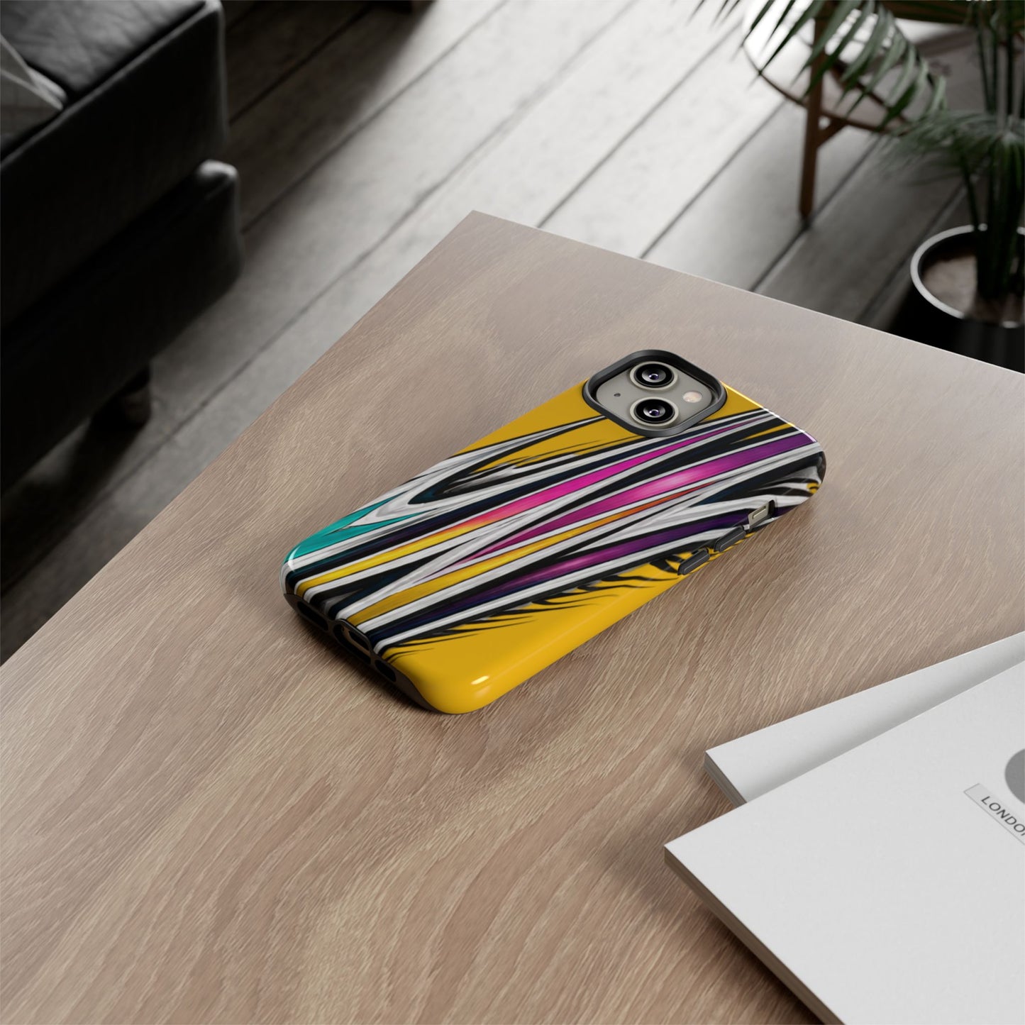 Yellow Abstract Stripes Phone Case | Tough Protective Phone Case