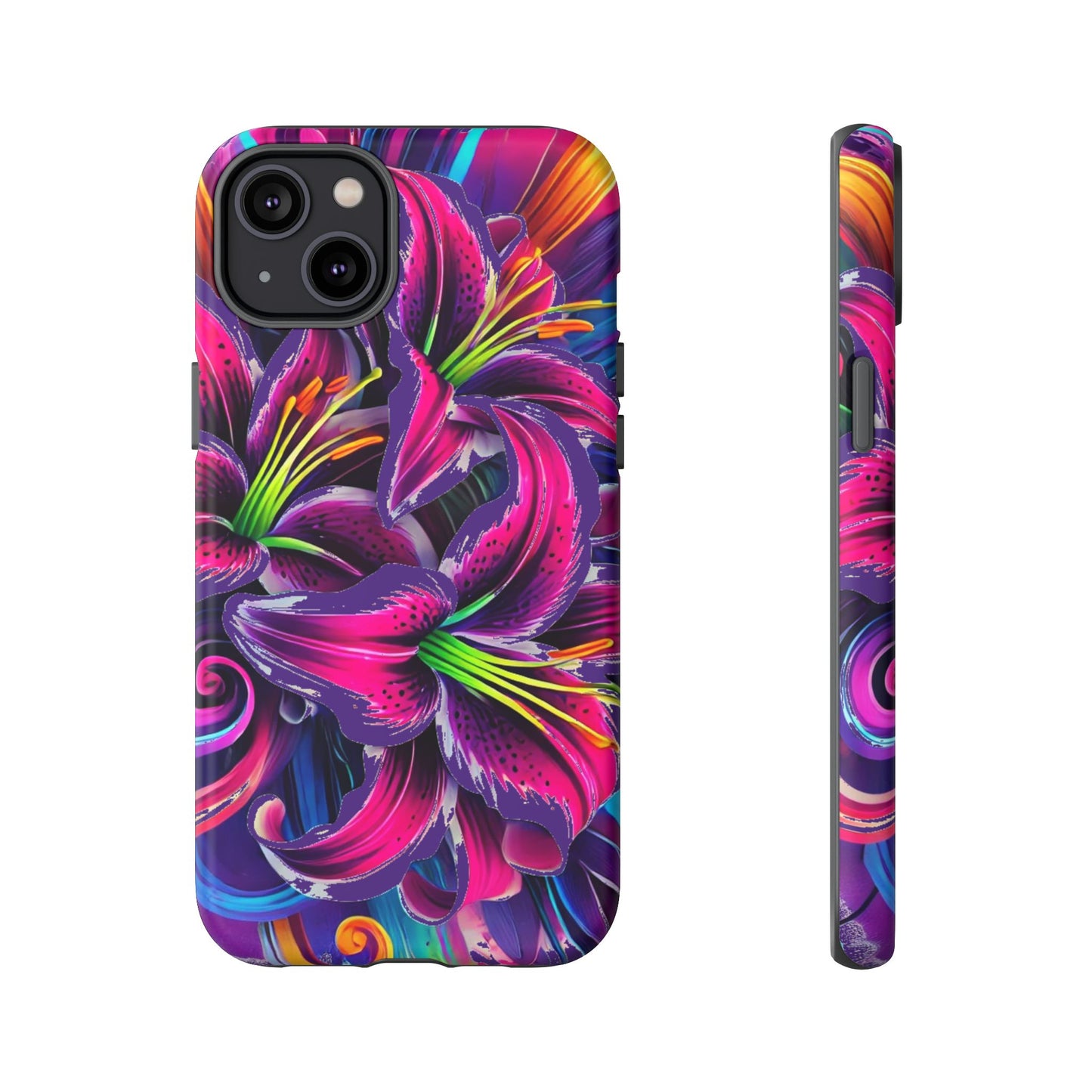 Neon Lily Illustration Tough Case | Floral Phone Cover