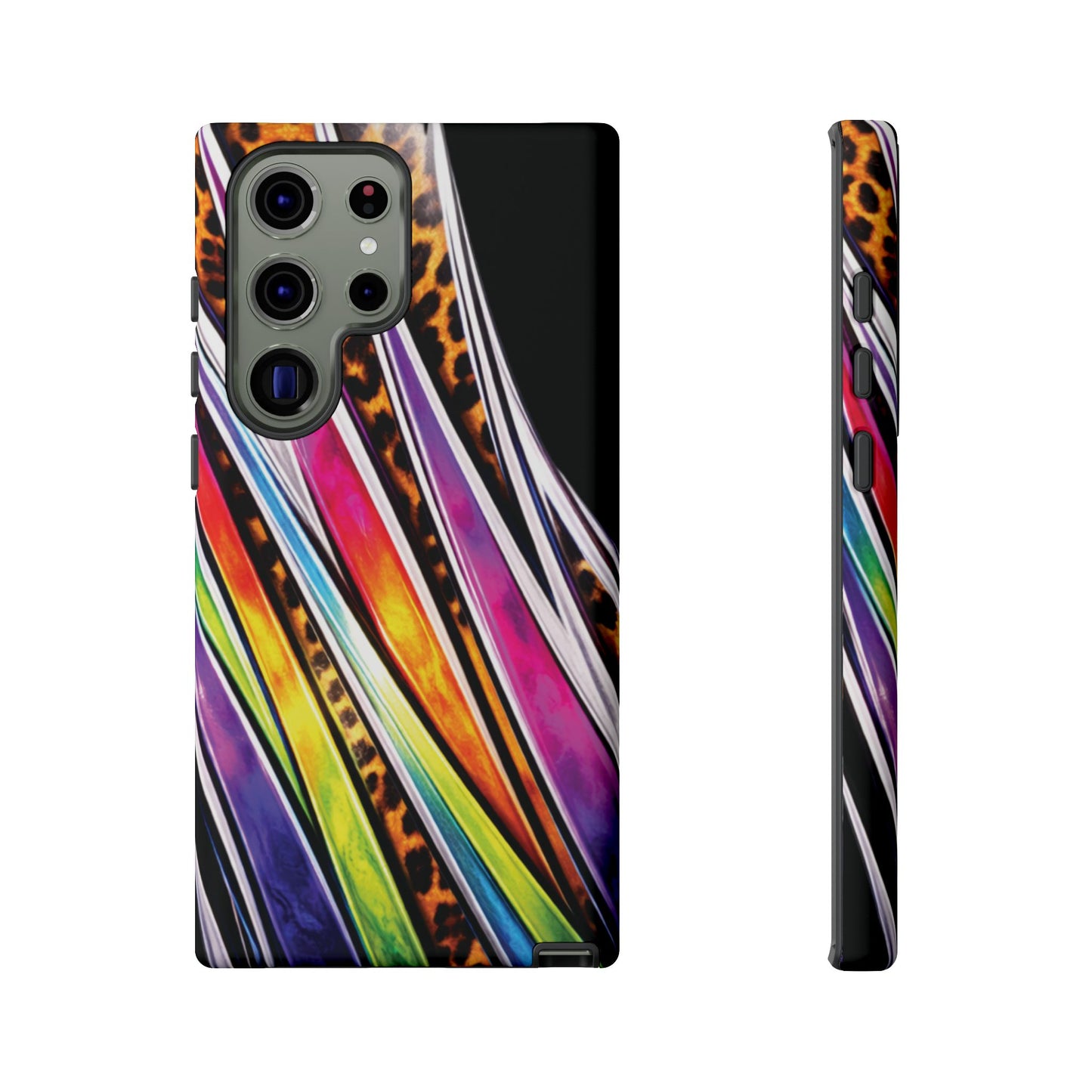 Colorful Stripes & Leopard Print Phone Case