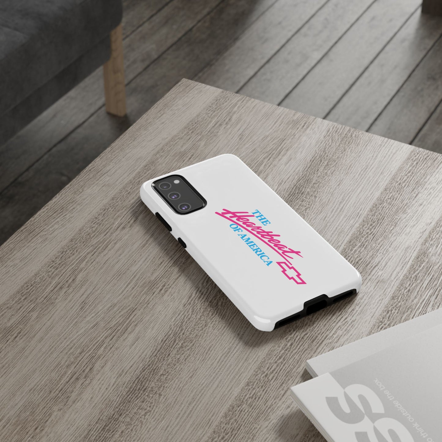 White  “The Heartbeat of America” Retro Chevy Logo, Slim Protective Cover