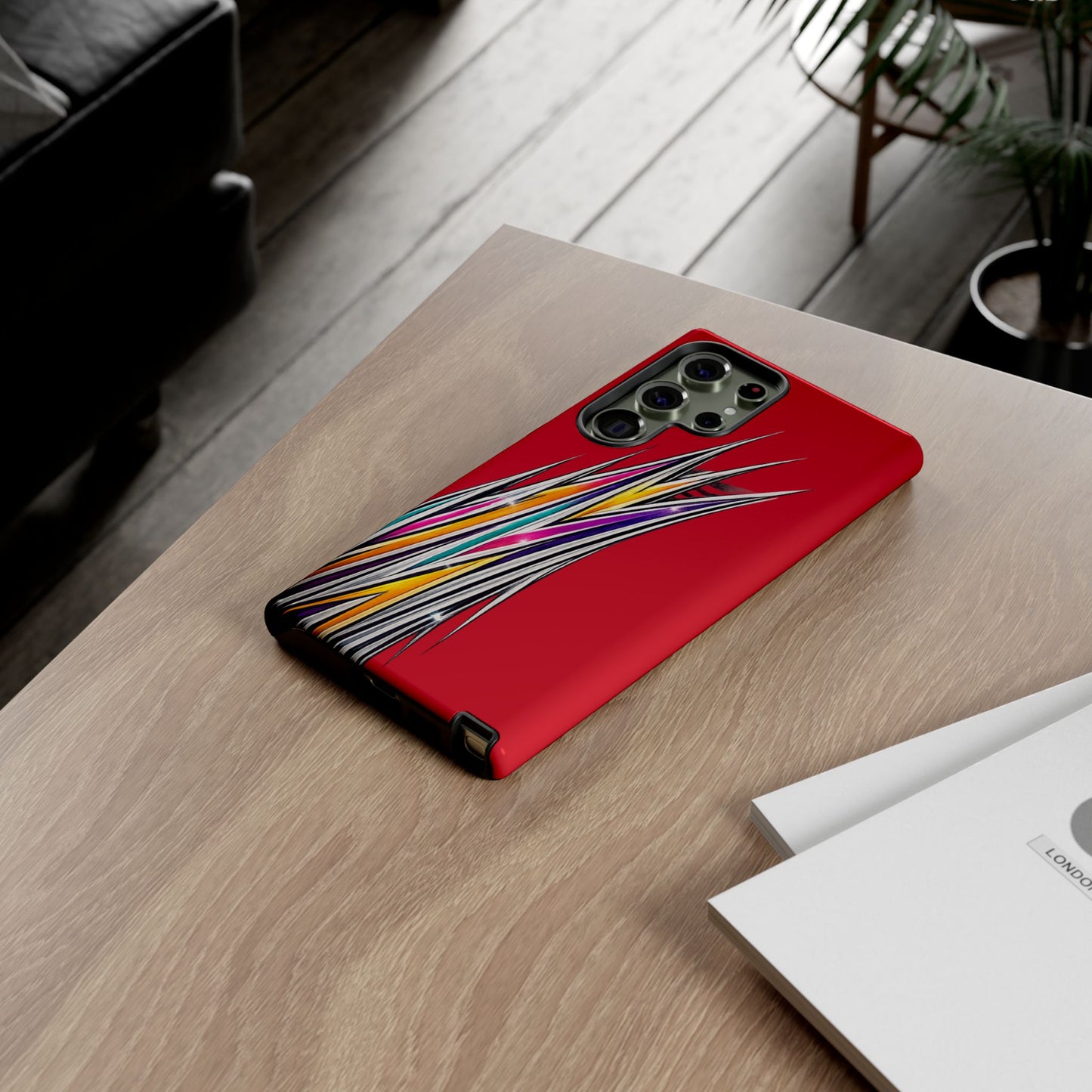 Colorburst Pinstripe Phone Case | Red Abstract Racing Stripe