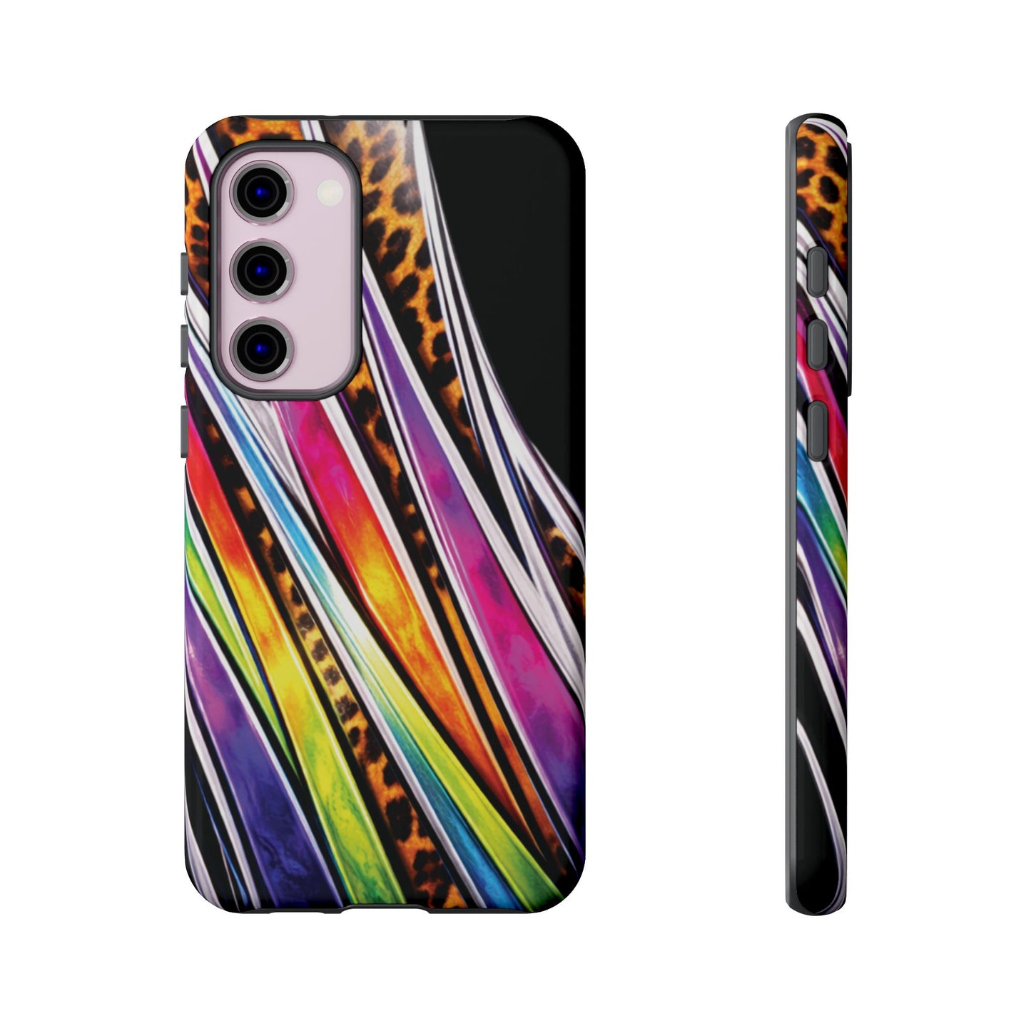 Colorful Stripes & Leopard Print Phone Case