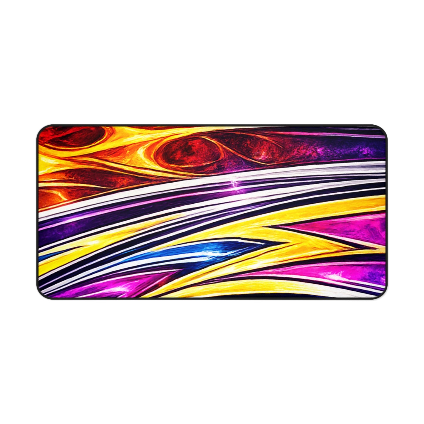Abstract Flame Waves Desk Mat | Colorful Lightning Pattern