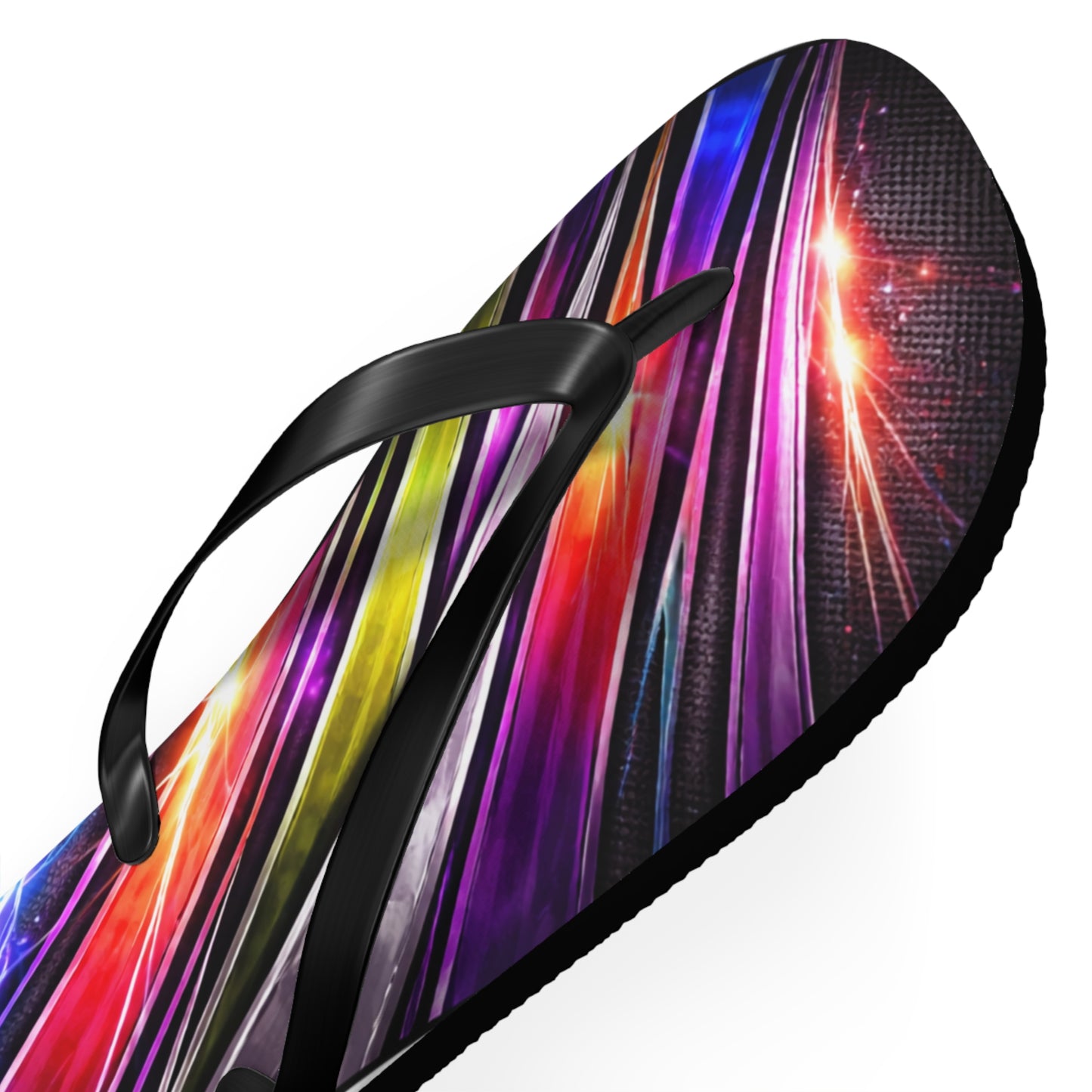 Neon Galaxy Flip Flops — Colorful Space Wave Beach Sandals