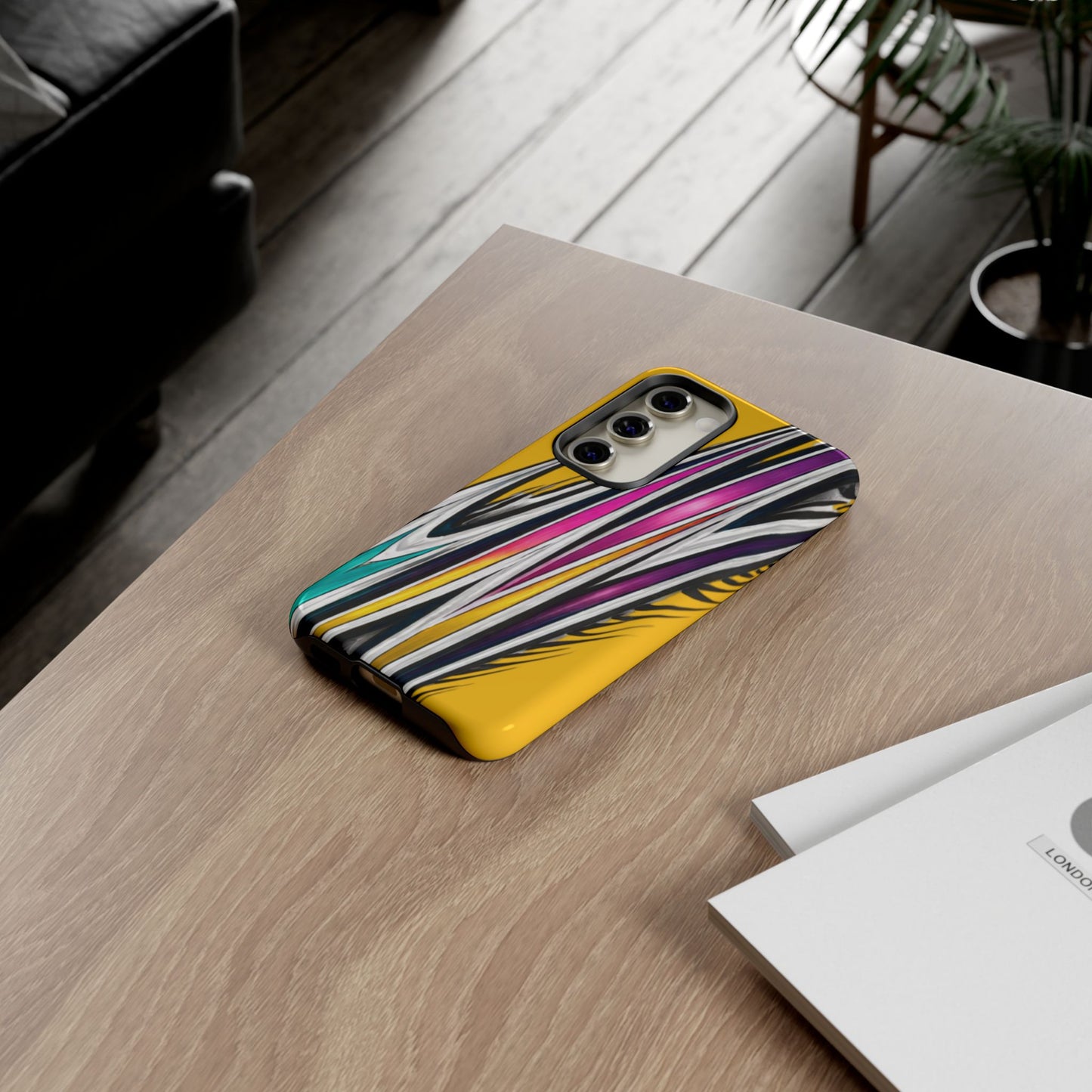 Yellow Abstract Stripes Phone Case | Tough Protective Phone Case