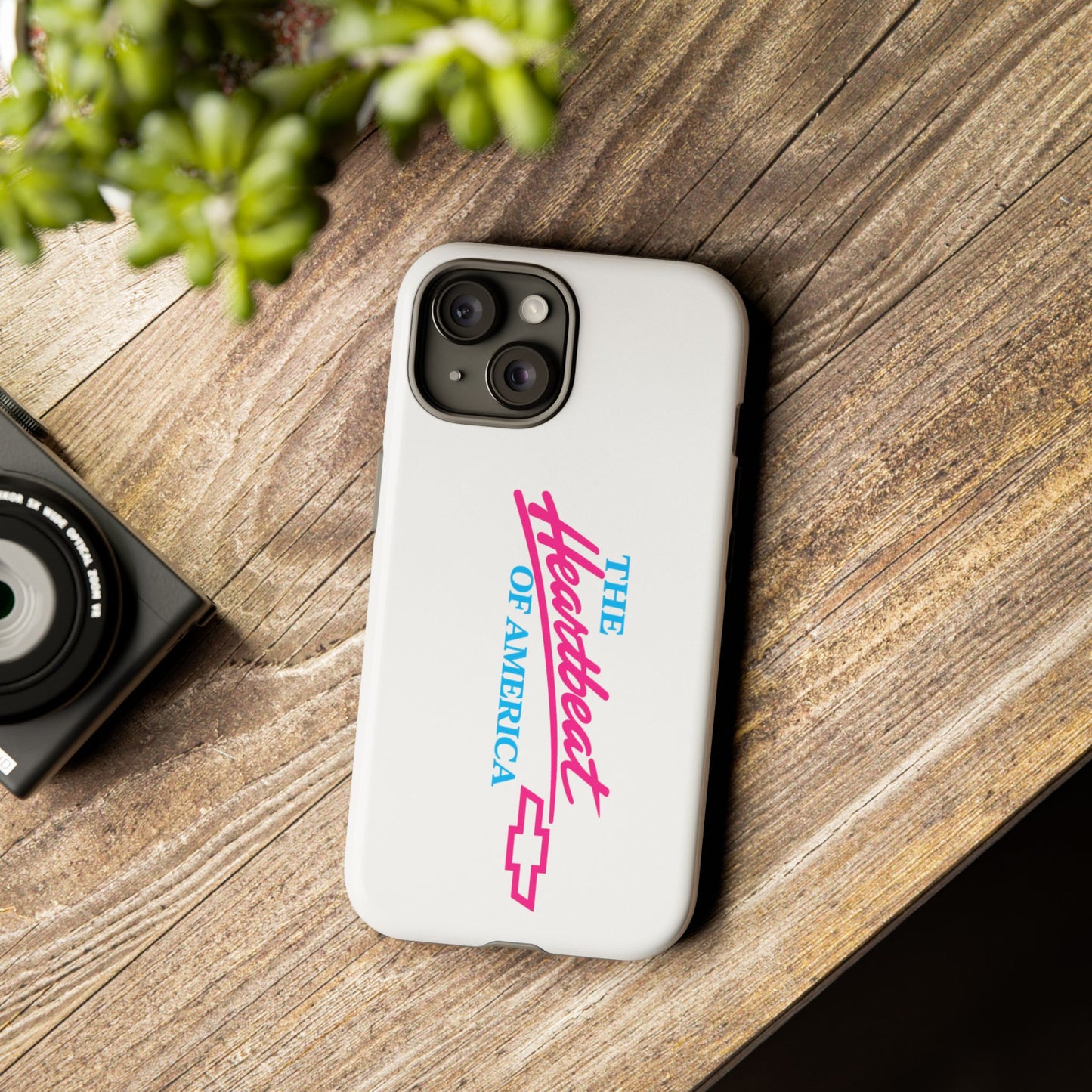 White  “The Heartbeat of America” Retro Chevy Logo, Slim Protective Cover