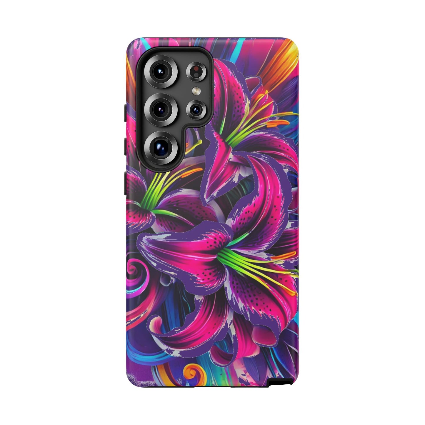 Neon Lily Illustration Tough Case | Floral Phone Cover