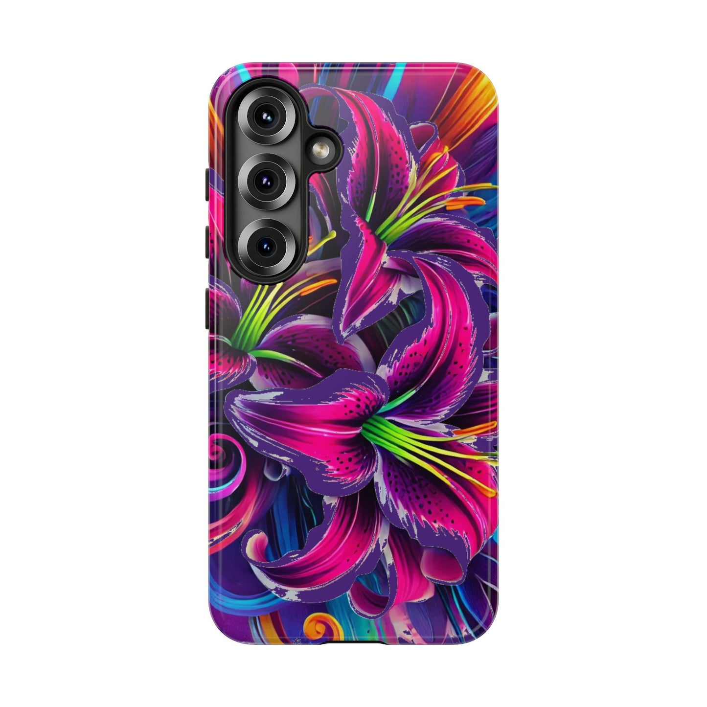 Neon Lily Illustration Tough Case | Floral Phone Cover