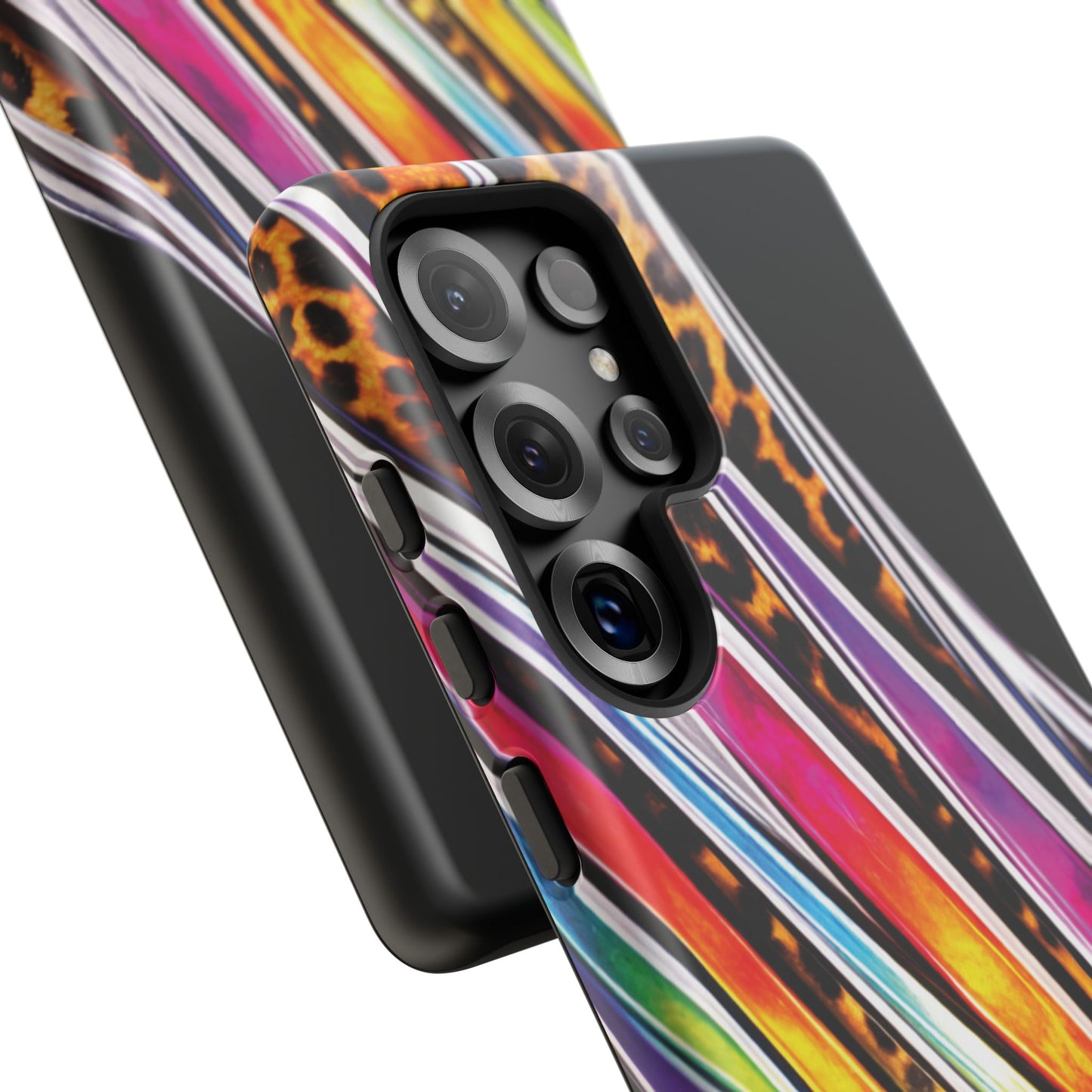 Colorful Stripes & Leopard Print Phone Case