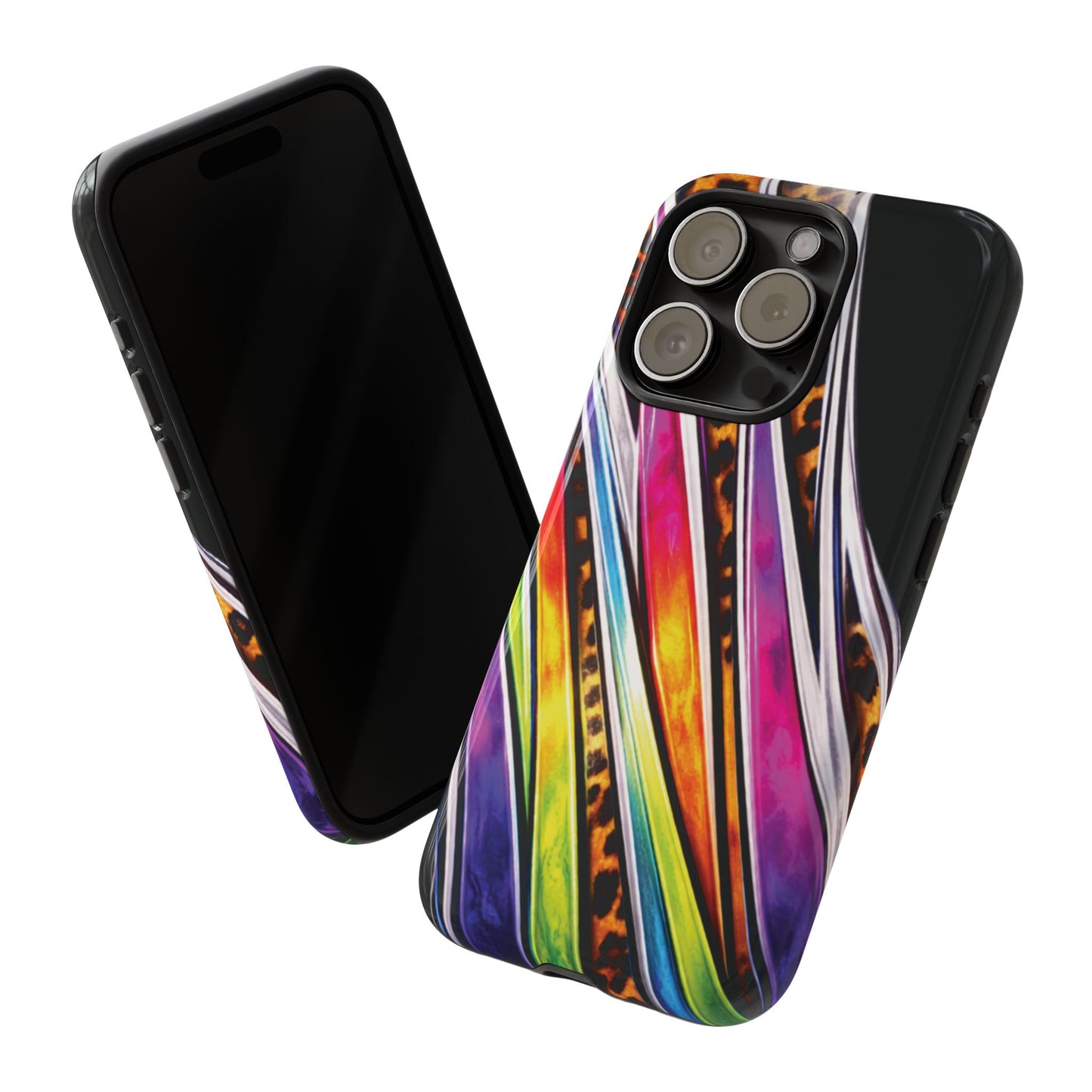 Colorful Stripes & Leopard Print Phone Case