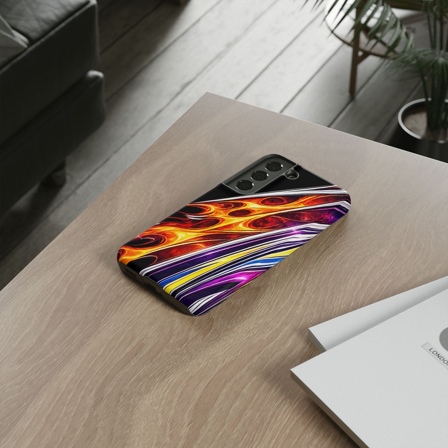 Flaming Abstract Stripes Tough Case | Colorful Phone Cover