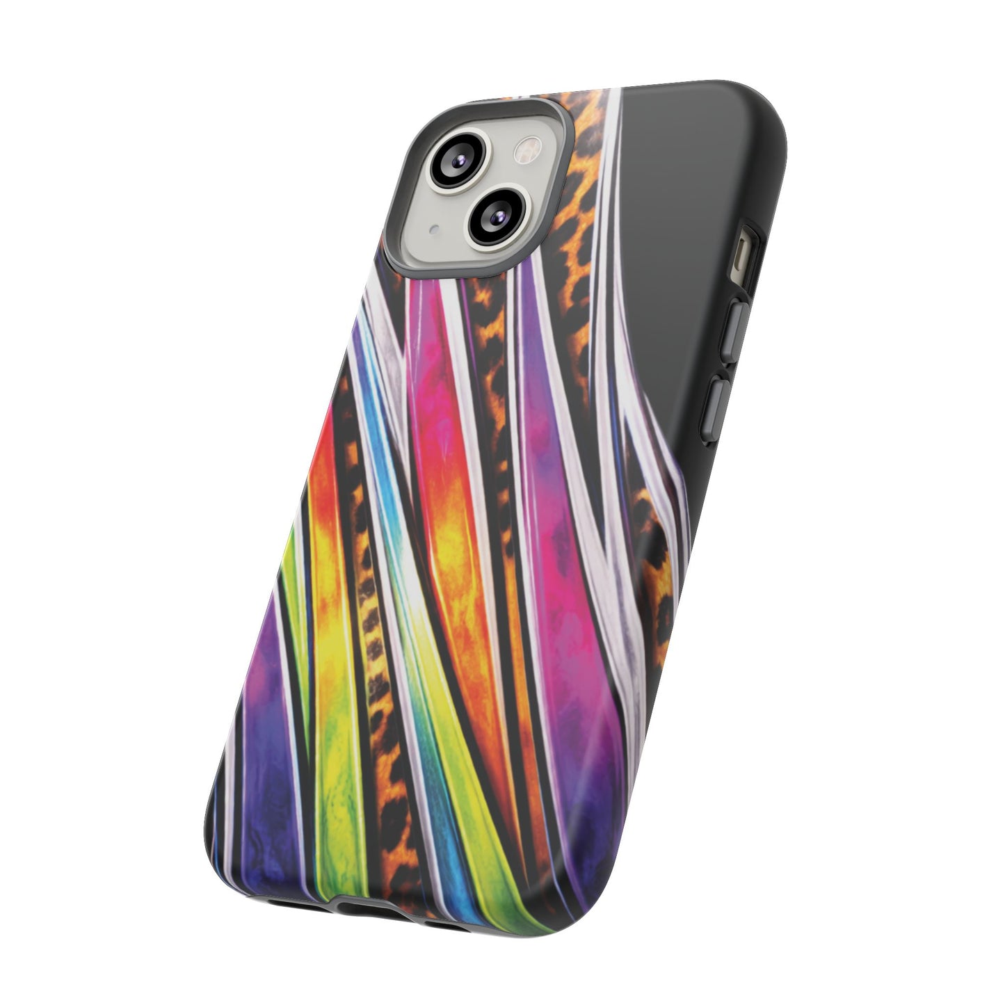 Colorful Stripes & Leopard Print Phone Case
