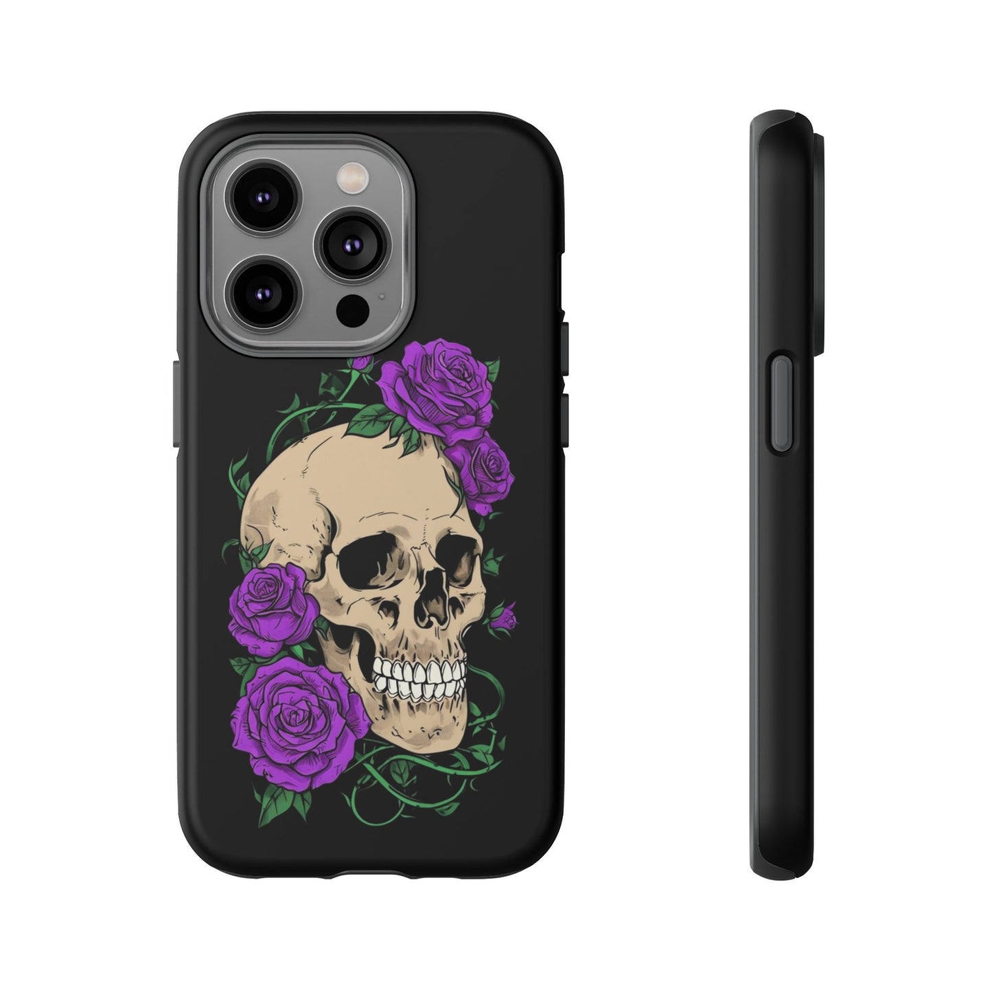 Skull Flower Phone Case, Edgy Floral Phone Cover, Tough Phone Cases, Gothic