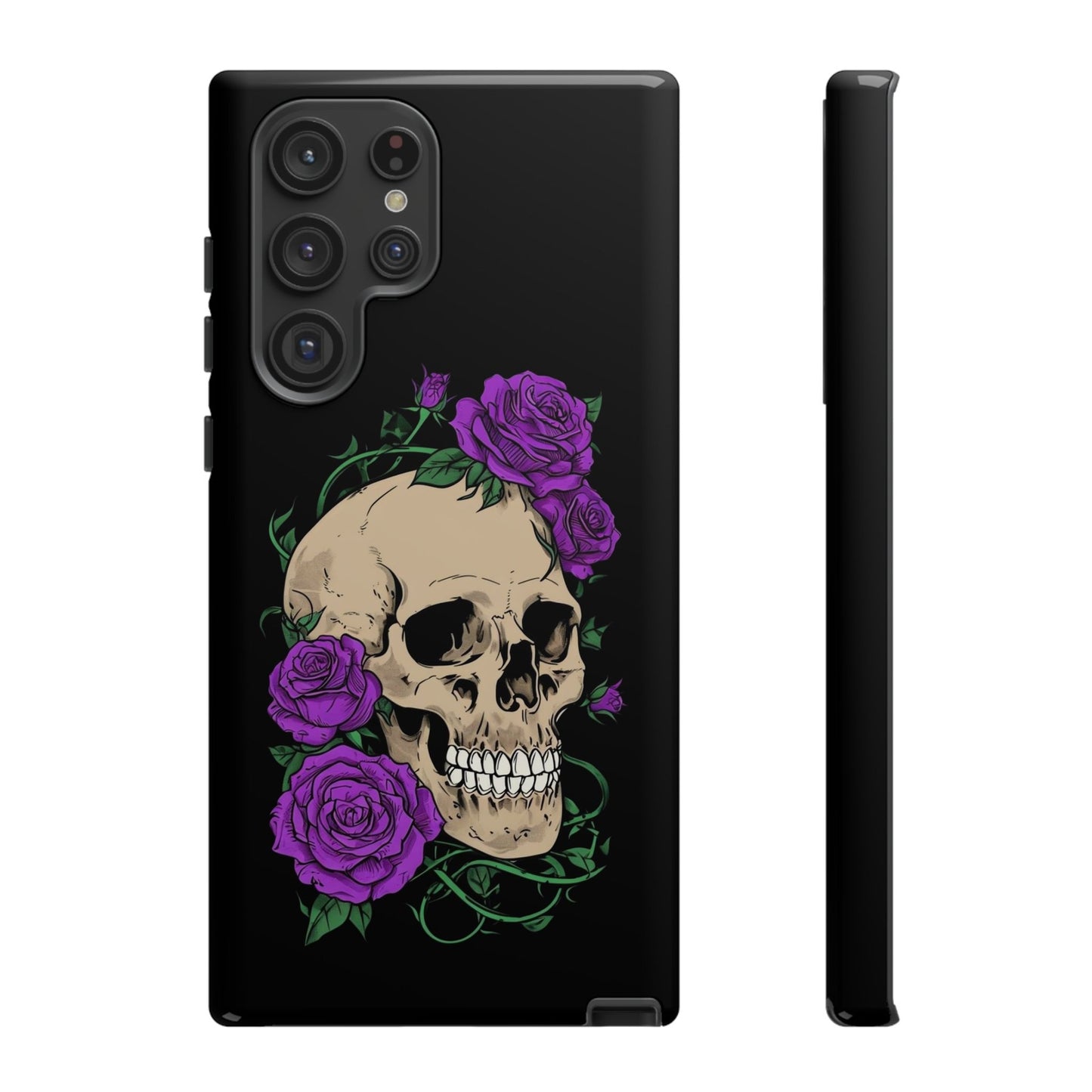 Skull Flower Phone Case, Edgy Floral Phone Cover, Tough Phone Cases, Gothic