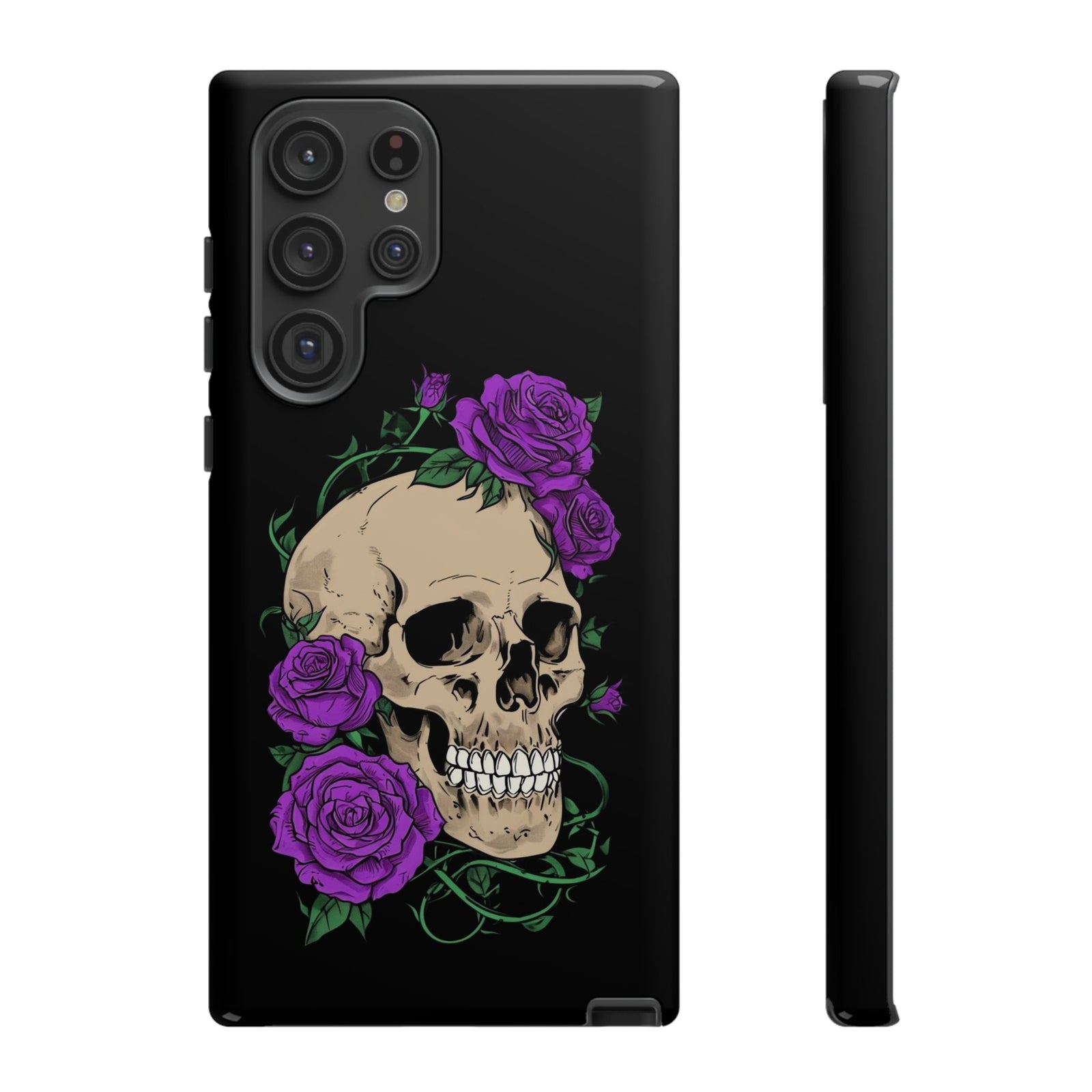 Skull Flower Phone Case, Edgy Floral Phone Cover, Tough Phone Cases, Gothic