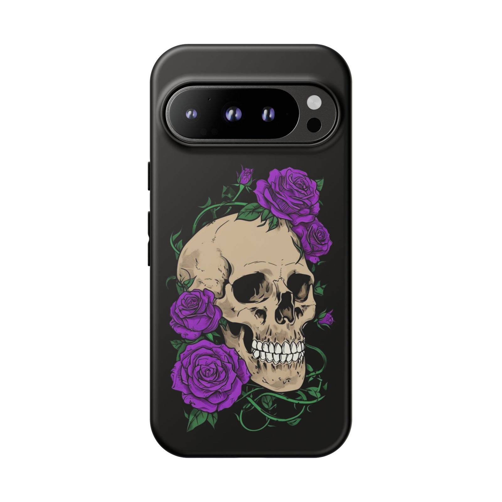 Skull Flower Phone Case, Edgy Floral Phone Cover, Tough Phone Cases, Gothic