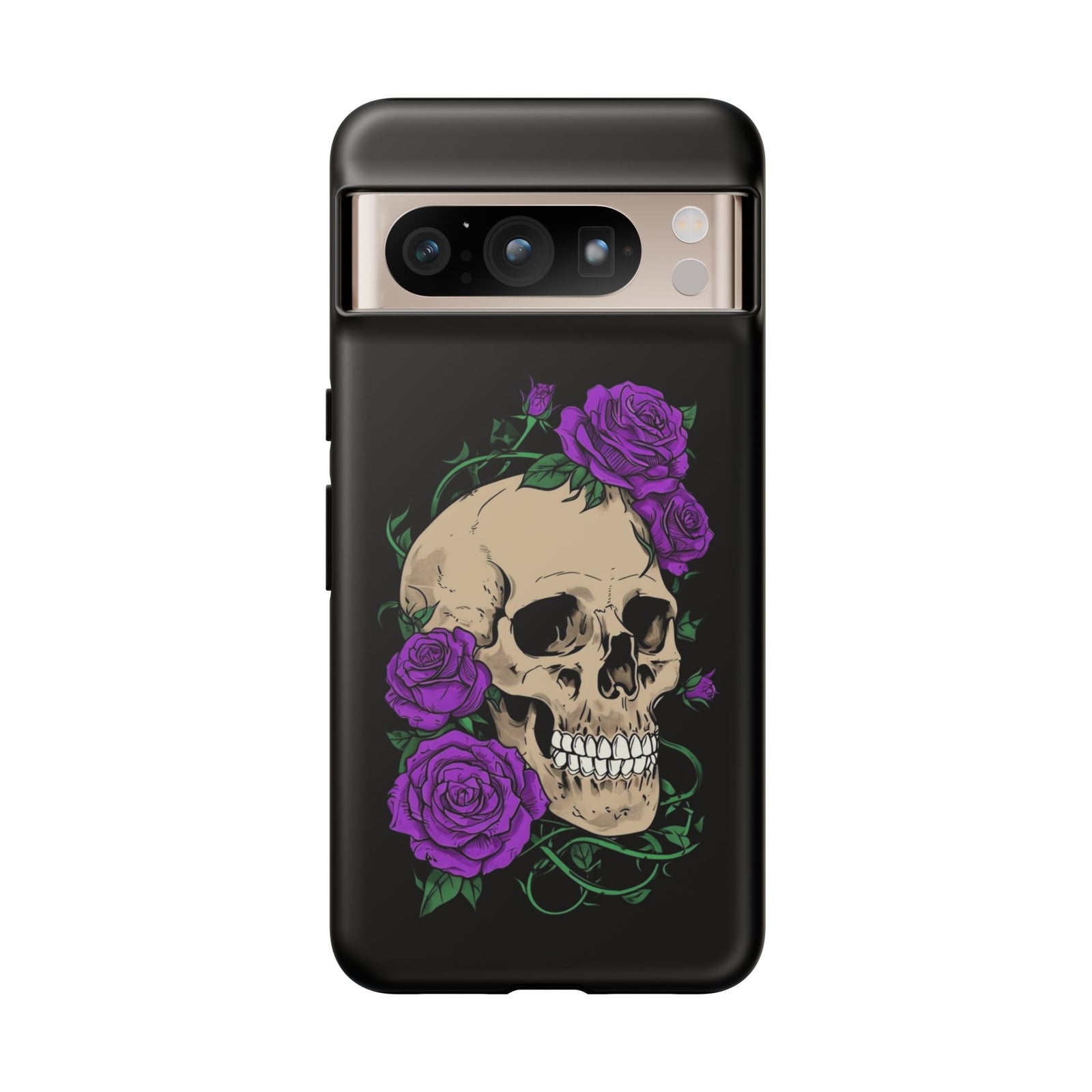 Skull Flower Phone Case, Edgy Floral Phone Cover, Tough Phone Cases, Gothic