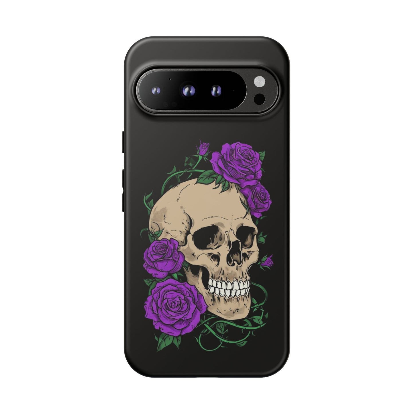 Skull Flower Phone Case, Edgy Floral Phone Cover, Tough Phone Cases, Gothic