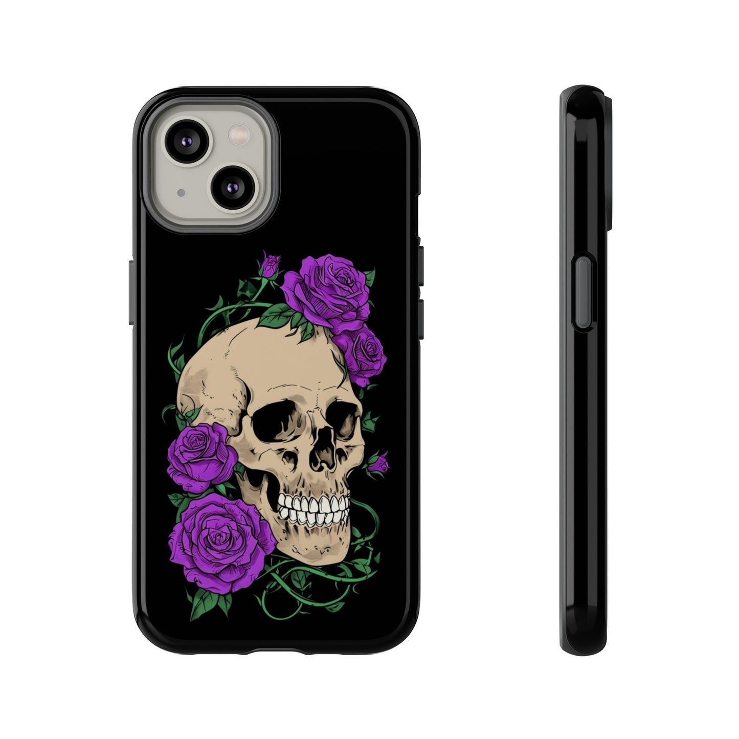 Skull Flower Phone Case, Edgy Floral Phone Cover, Tough Phone Cases, Gothic