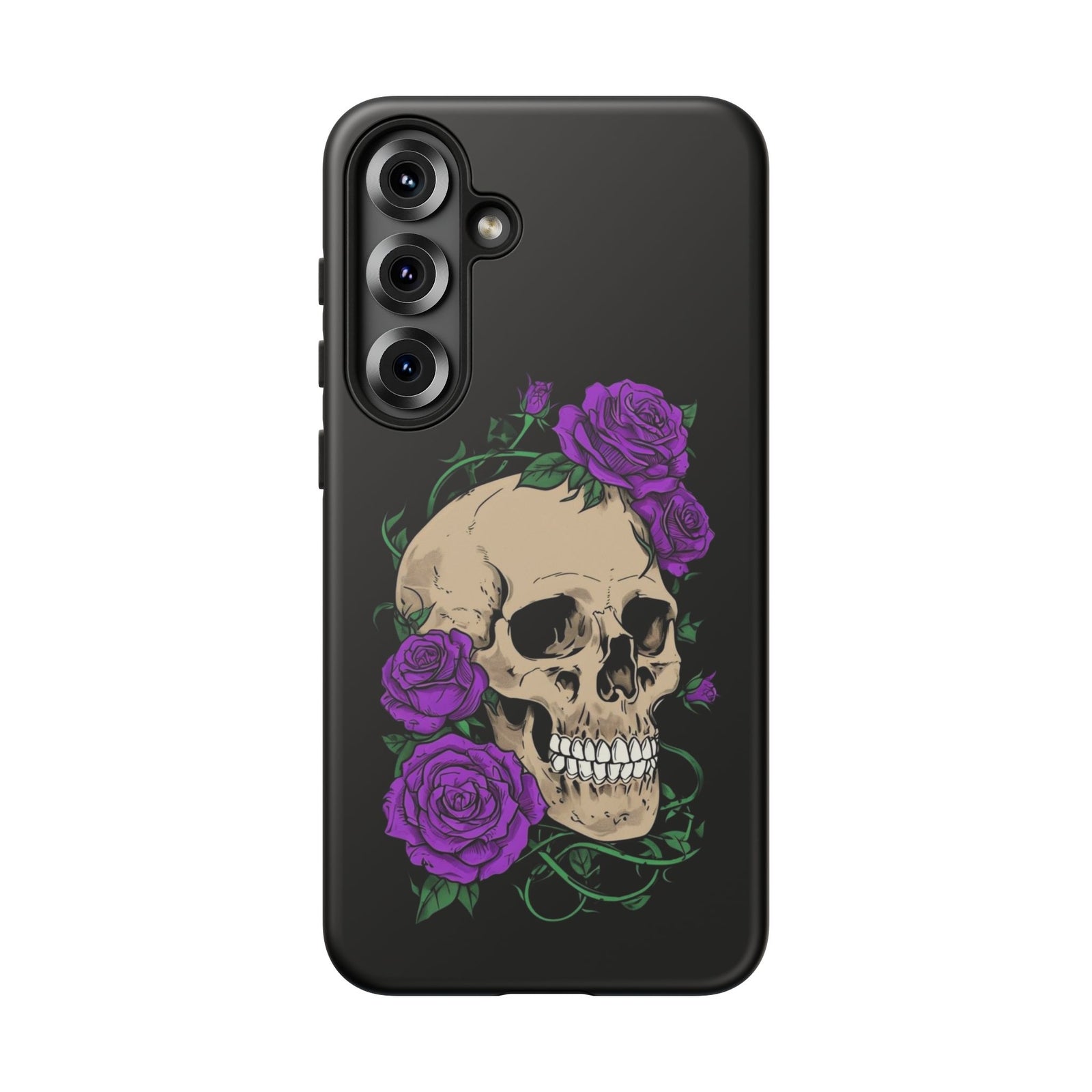Skull Flower Phone Case, Edgy Floral Phone Cover, Tough Phone Cases, Gothic