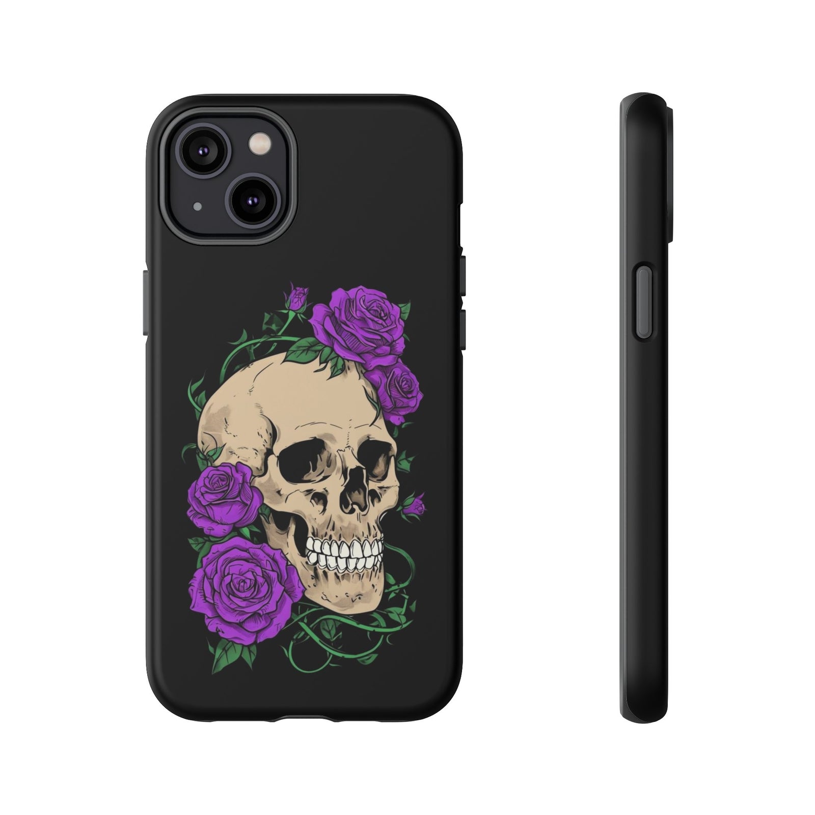 Skull Flower Phone Case, Edgy Floral Phone Cover, Tough Phone Cases, Gothic