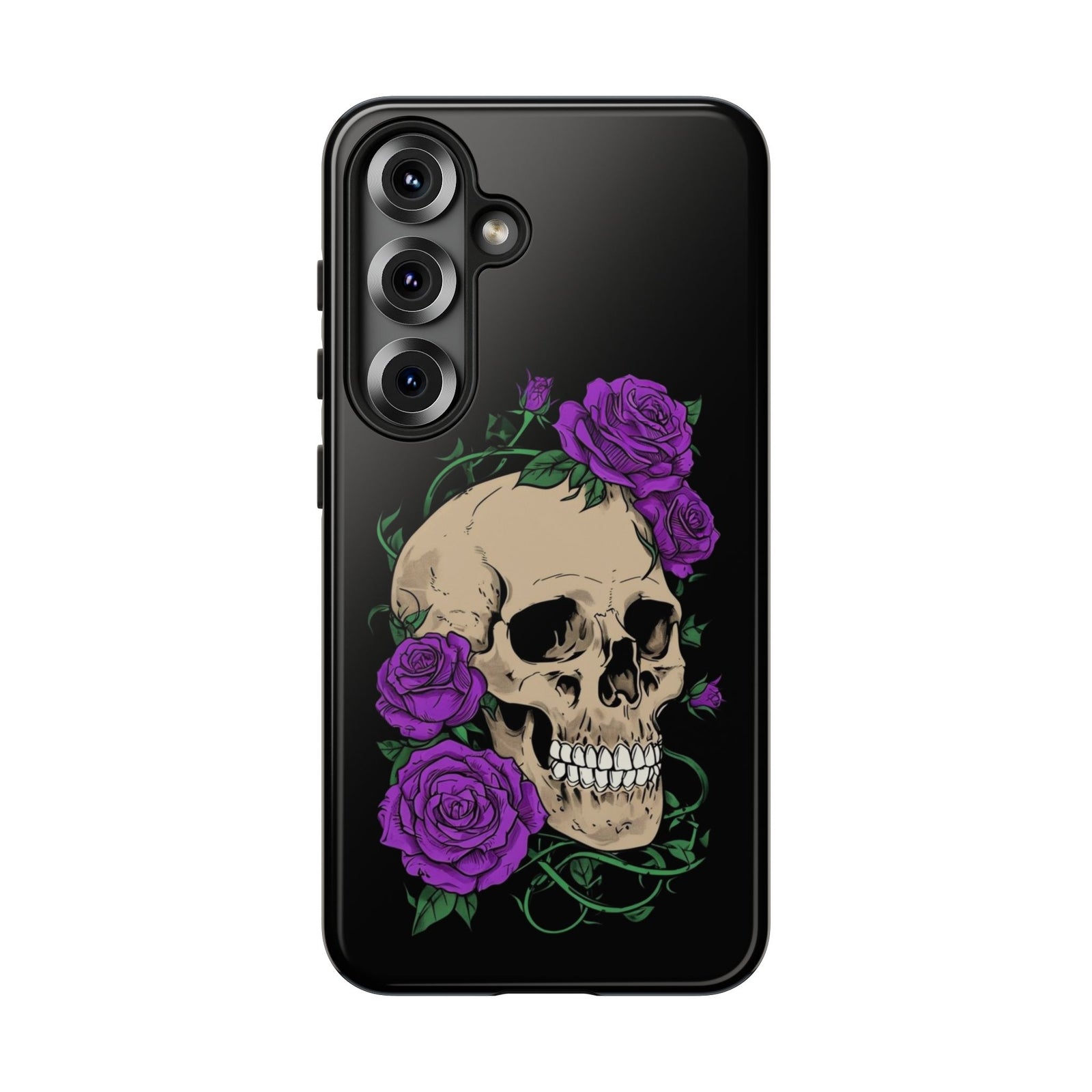 Skull Flower Phone Case, Edgy Floral Phone Cover, Tough Phone Cases, Gothic