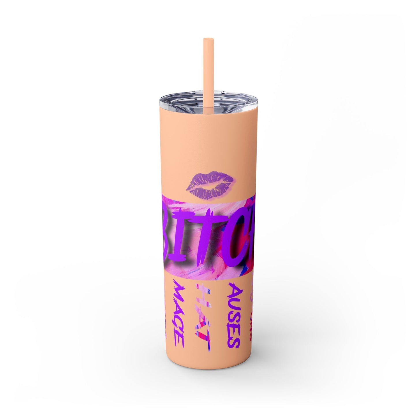 Funny Bitch Image 20oz Skinny Tumbler with Straw, Adult Humor Cup