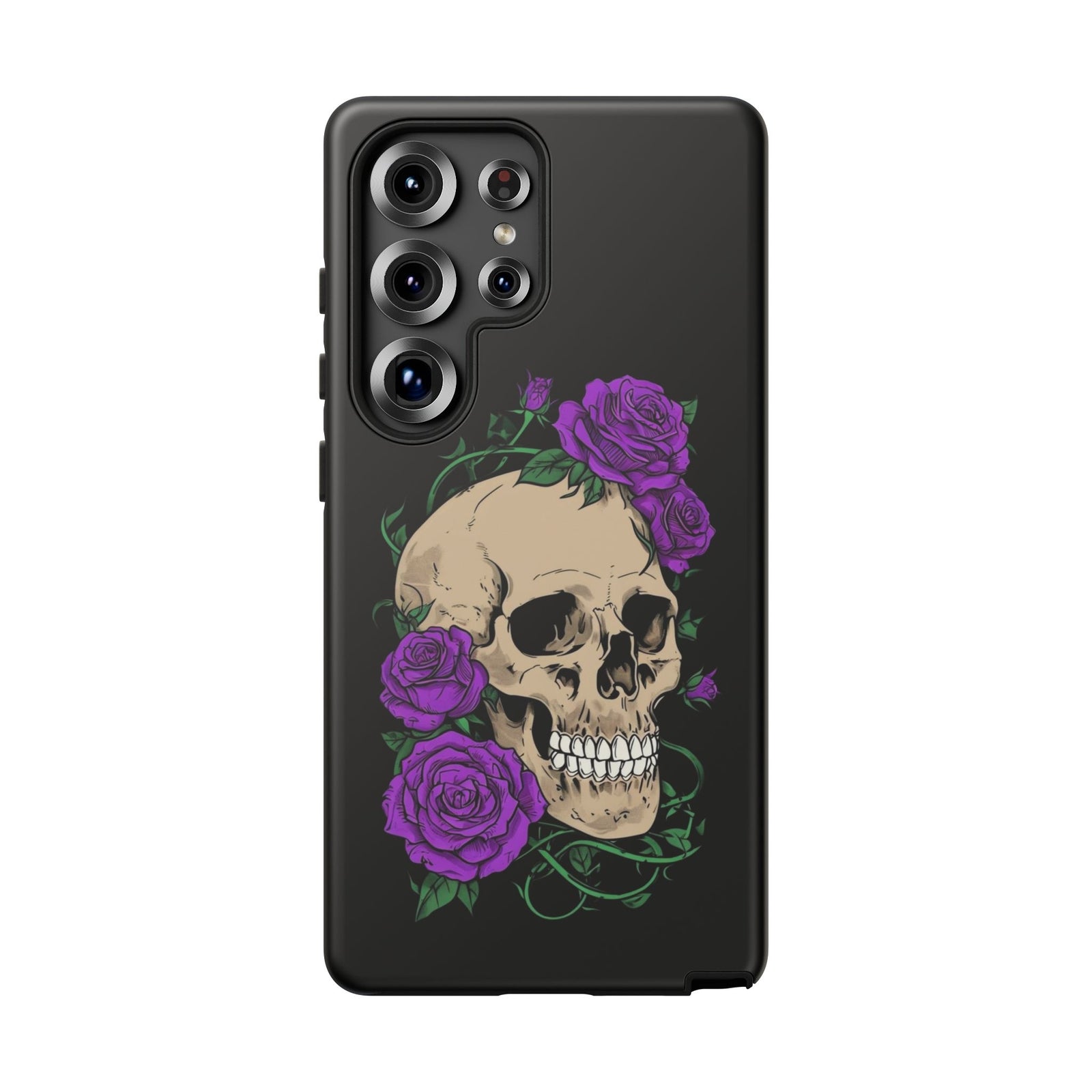 Skull Flower Phone Case, Edgy Floral Phone Cover, Tough Phone Cases, Gothic