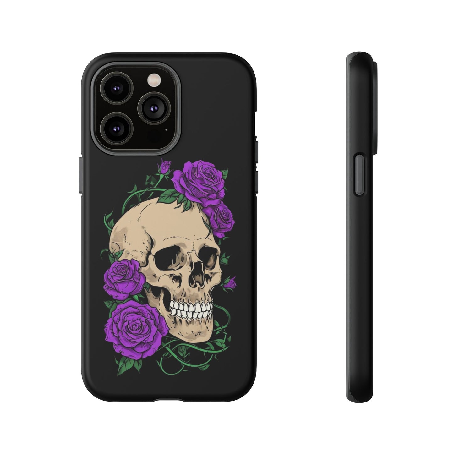Skull Flower Phone Case, Edgy Floral Phone Cover, Tough Phone Cases, Gothic