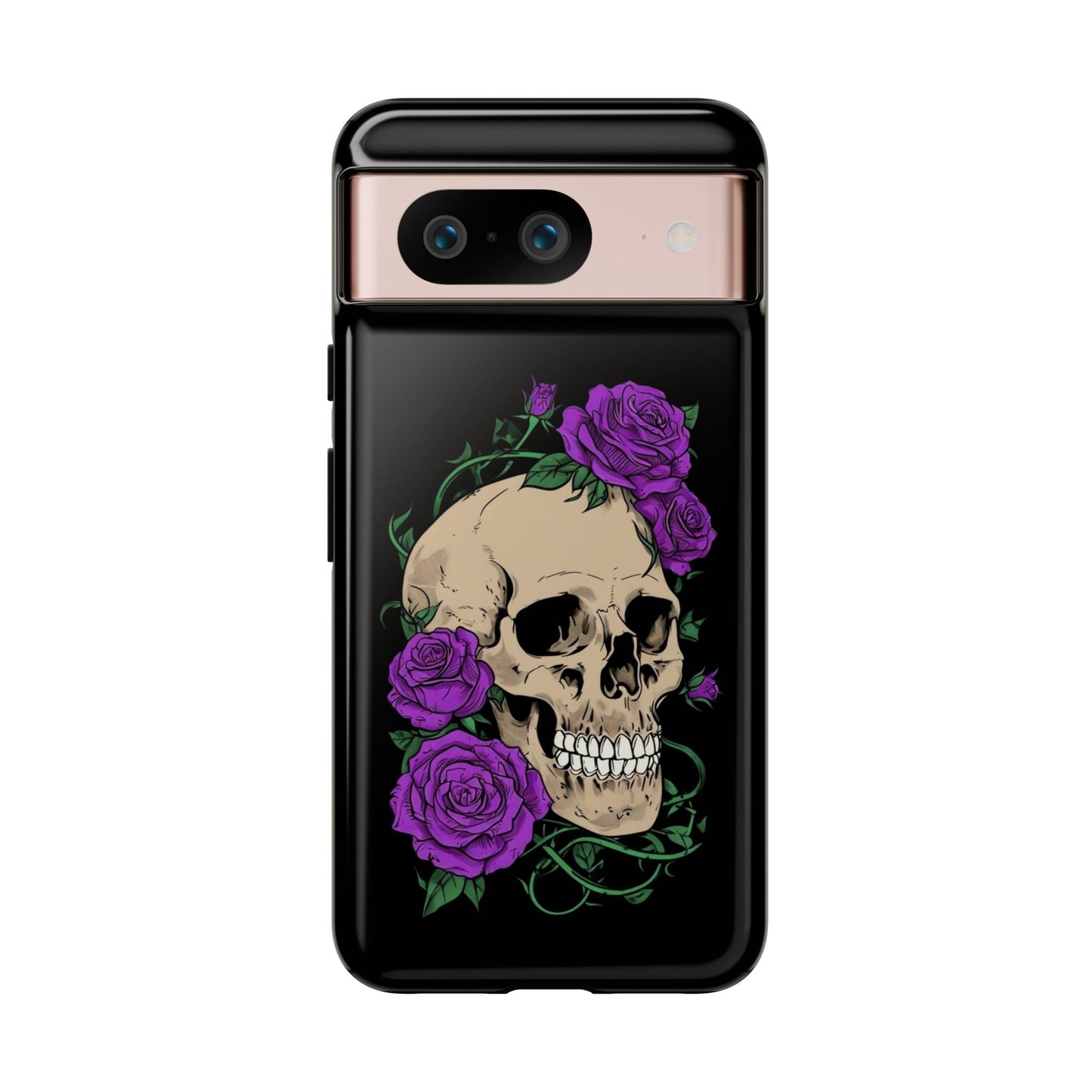 Skull Flower Phone Case, Edgy Floral Phone Cover, Tough Phone Cases, Gothic