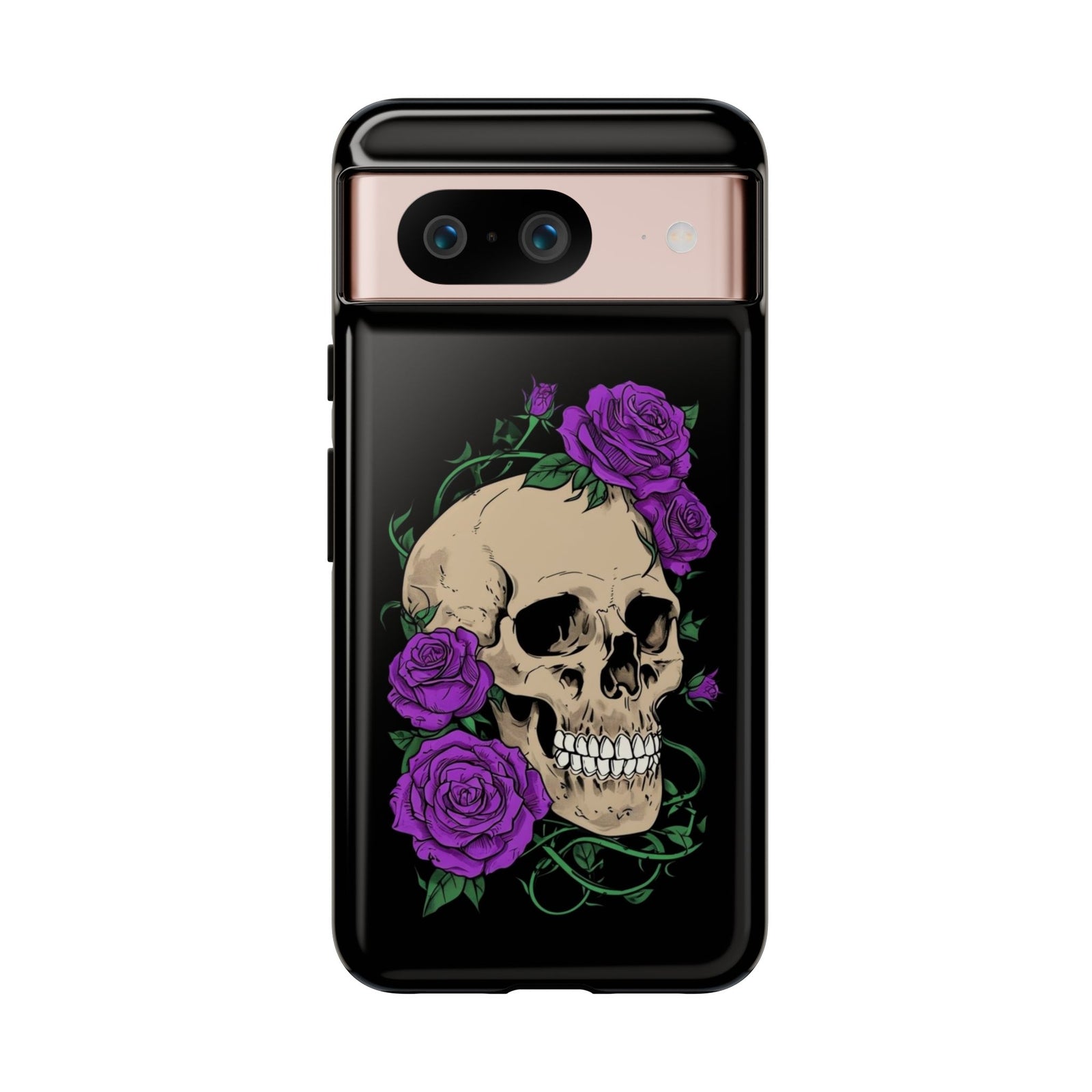 Skull Flower Phone Case, Edgy Floral Phone Cover, Tough Phone Cases, Gothic