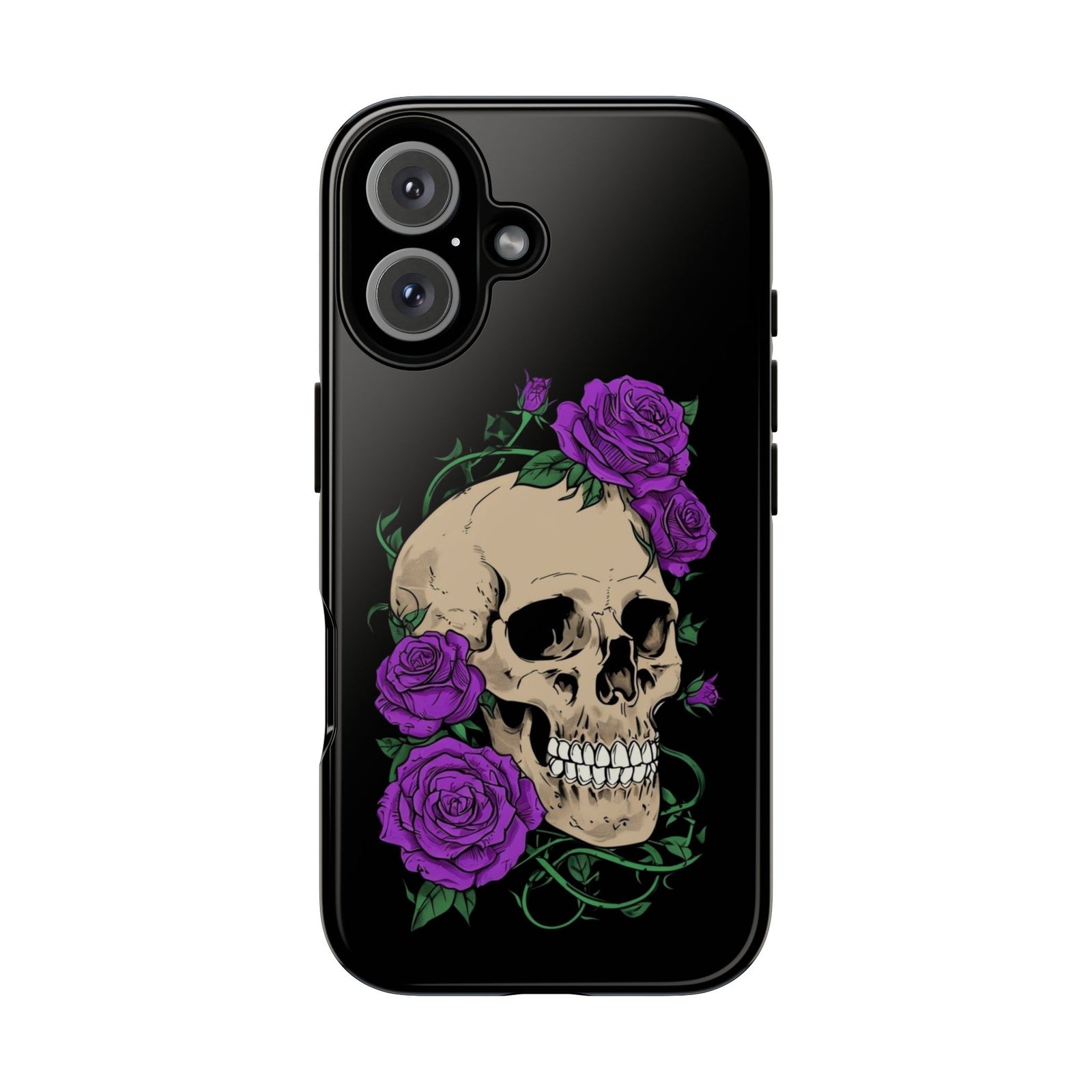 Skull Flower Phone Case, Edgy Floral Phone Cover, Tough Phone Cases, Gothic