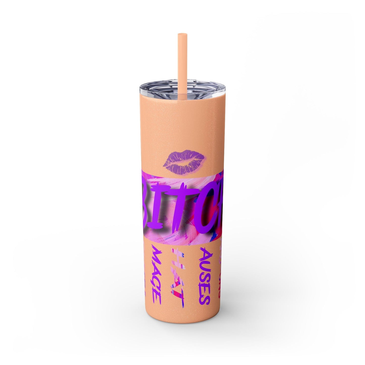 Funny Bitch Image 20oz Skinny Tumbler with Straw, Adult Humor Cup