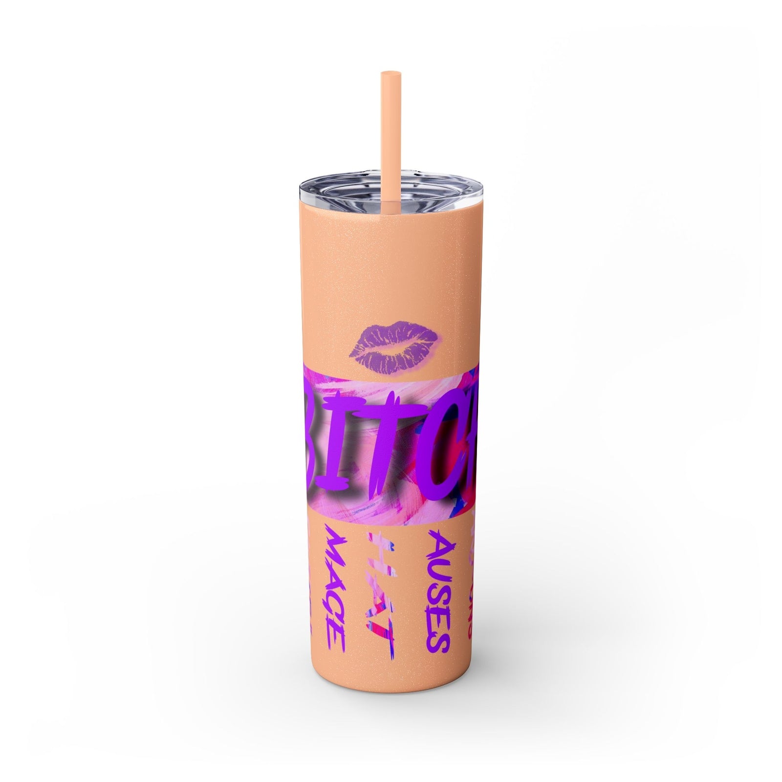 Funny Bitch Image 20oz Skinny Tumbler with Straw, Adult Humor Cup