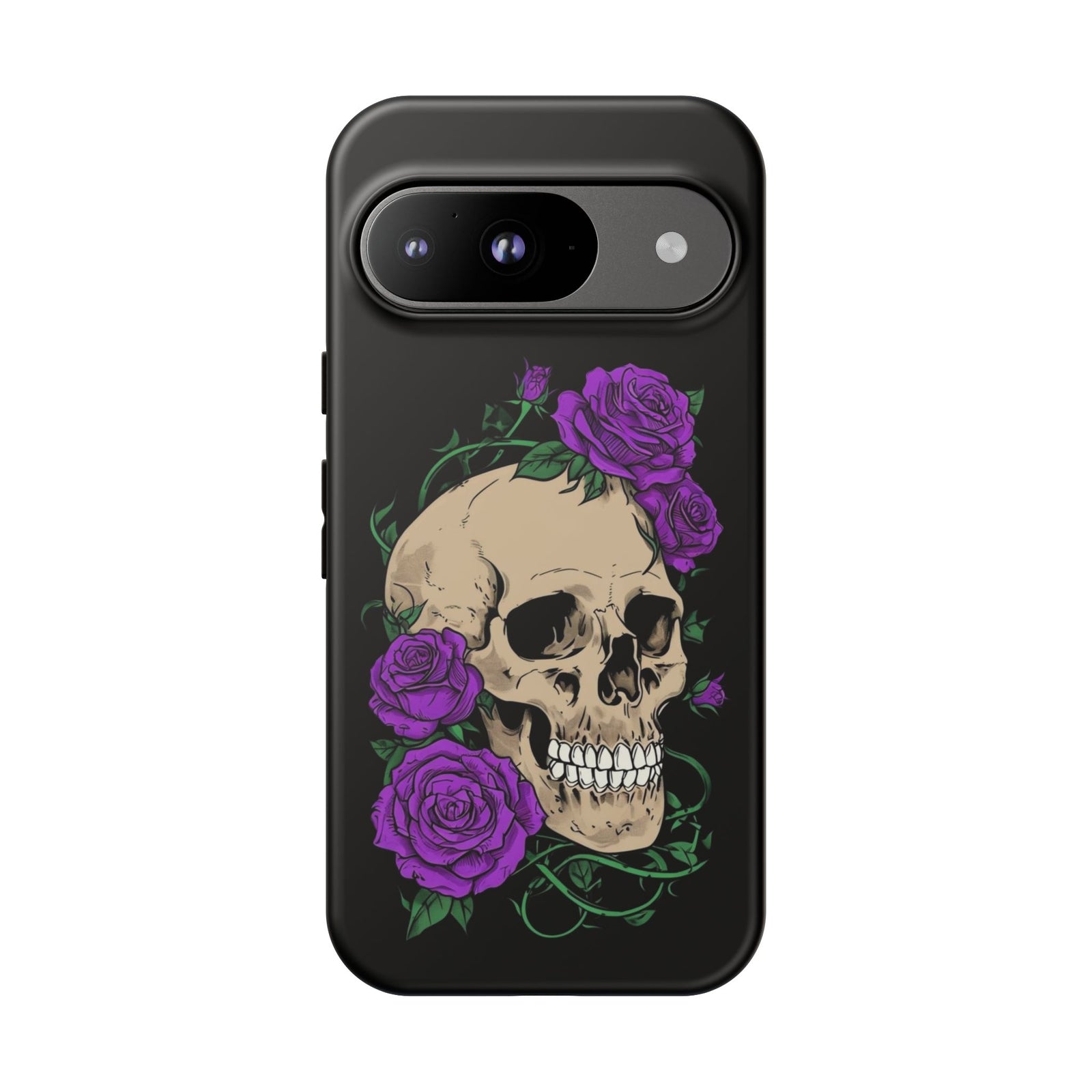 Skull Flower Phone Case, Edgy Floral Phone Cover, Tough Phone Cases, Gothic