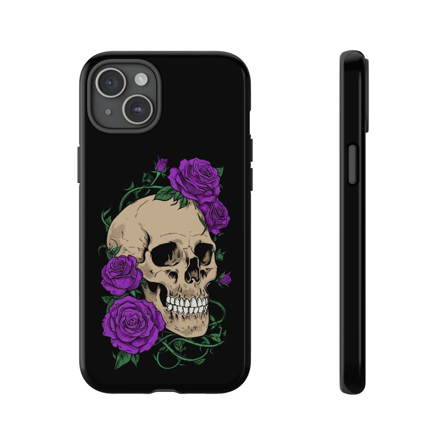 Skull Flower Phone Case, Edgy Floral Phone Cover, Tough Phone Cases, Gothic