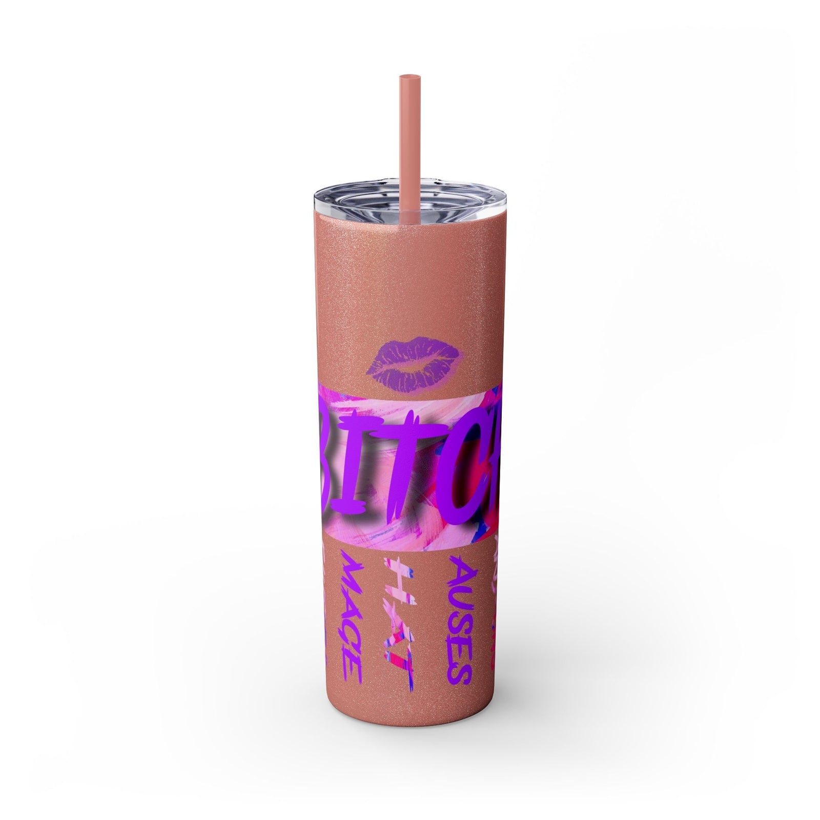 Funny Bitch Image 20oz Skinny Tumbler with Straw, Adult Humor Cup