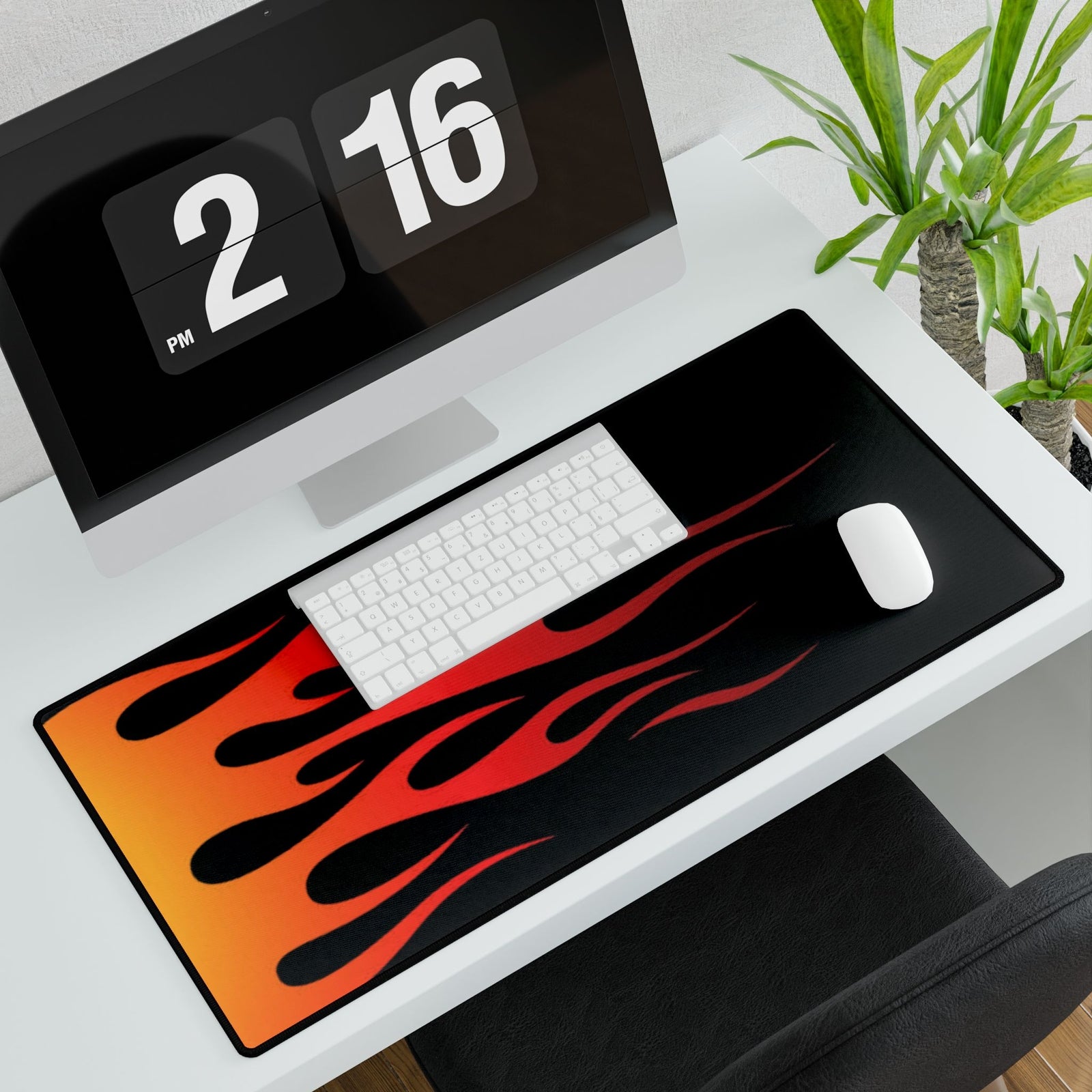 Desk Mats - Flames Design, Fire Pattern Mouse Pad, Desk Accessories, Office