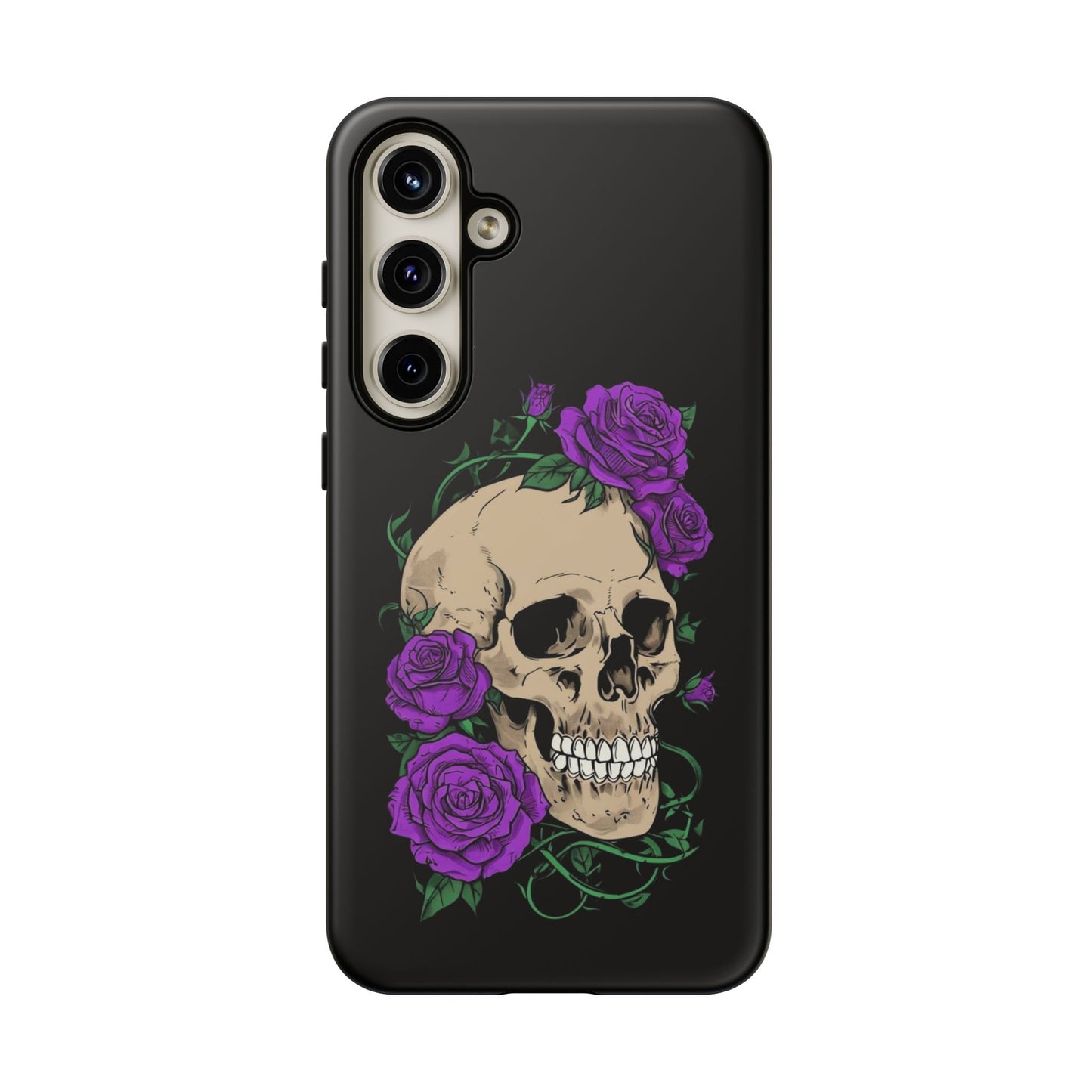 Skull Flower Phone Case, Edgy Floral Phone Cover, Tough Phone Cases, Gothic